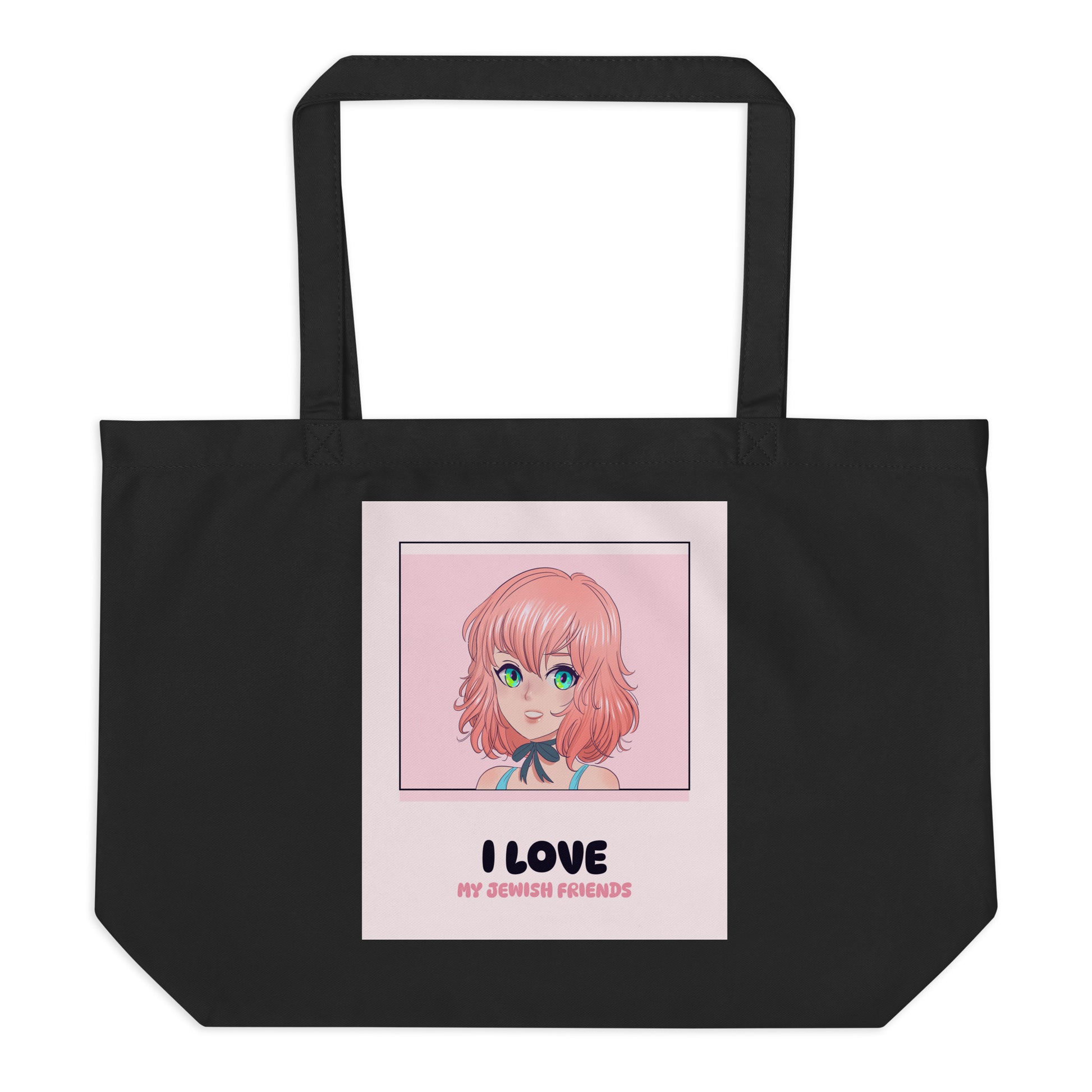 I Love My Jewish Friends | Pink Edition | Large Organic Tote Bag Jouparty