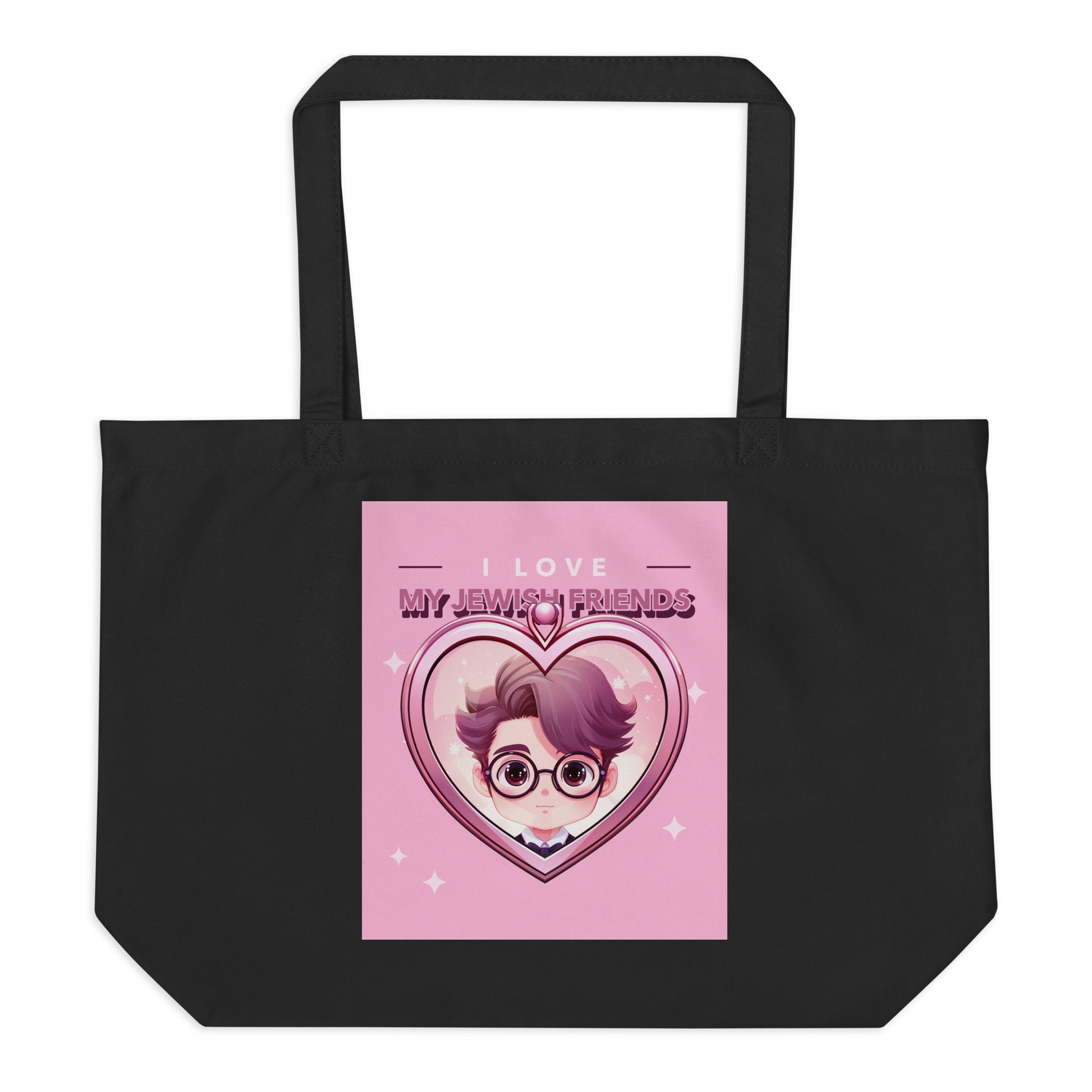 I Love My Jewish Friends | Pink Edition | Large Organic Tote Bag Jouparty