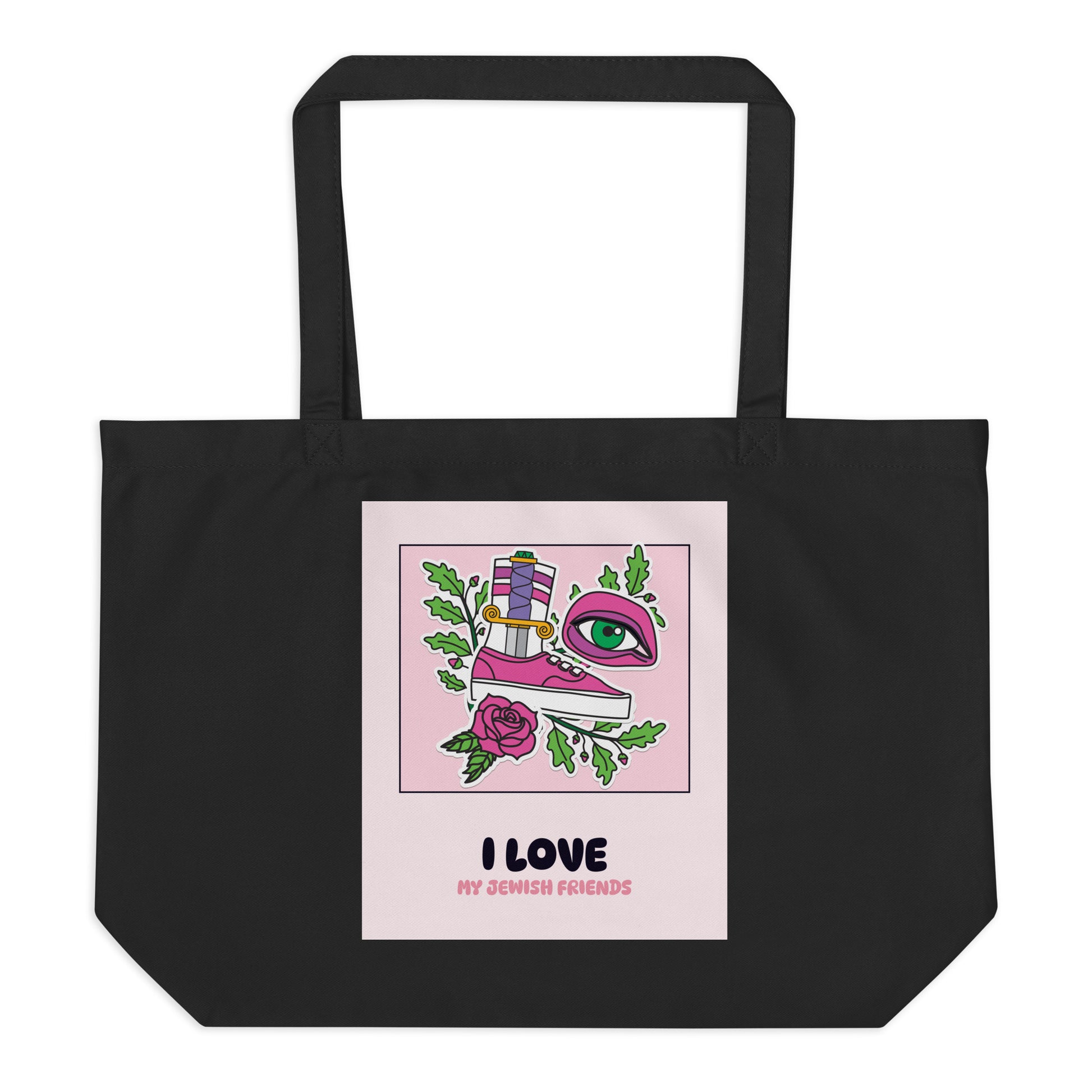 I Love My Jewish Friends | Pink Edition | Large Organic Tote Bag Jouparty
