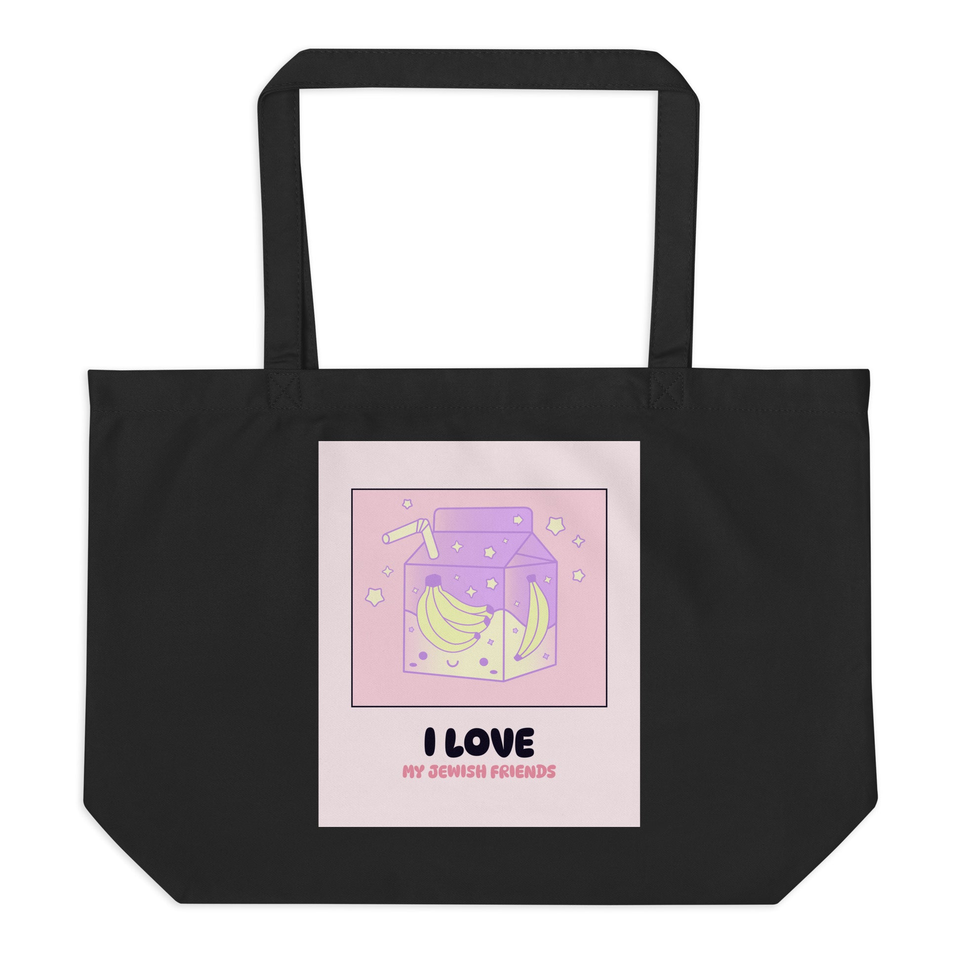 I Love My Jewish Friends | Pink Edition | Large Organic Tote Bag Jouparty
