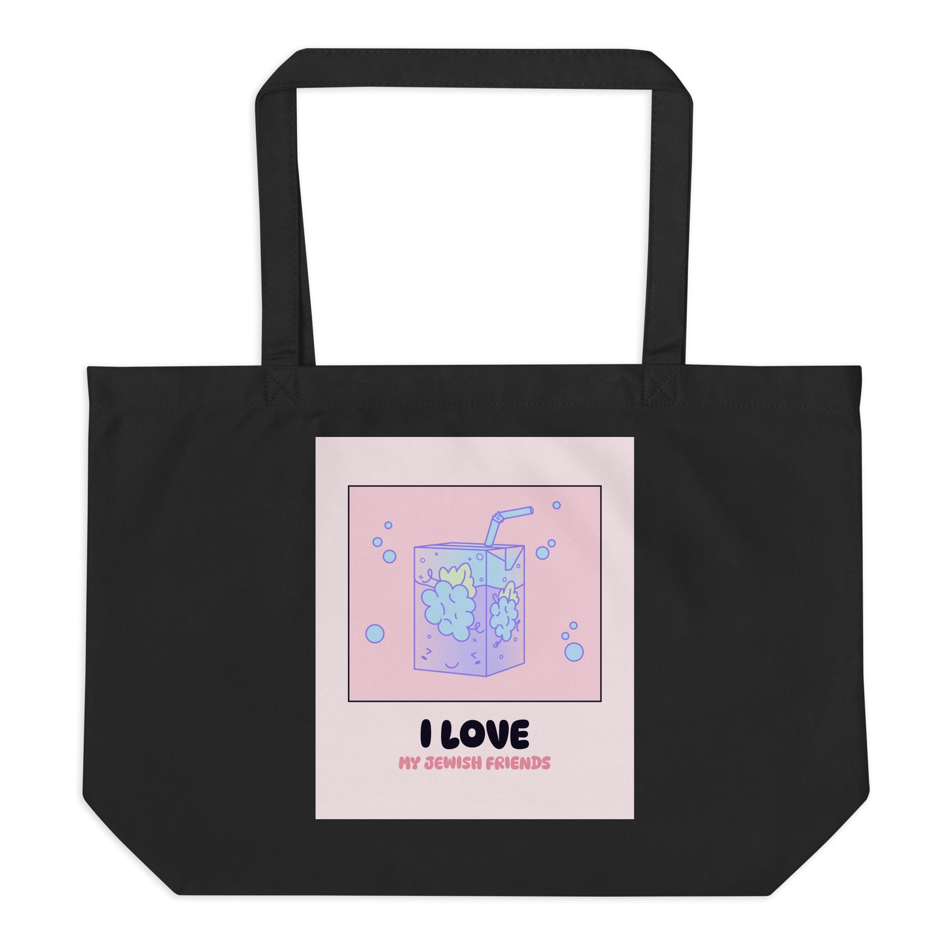 I Love My Jewish Friends | Pink Edition | Large Organic Tote Bag Jouparty