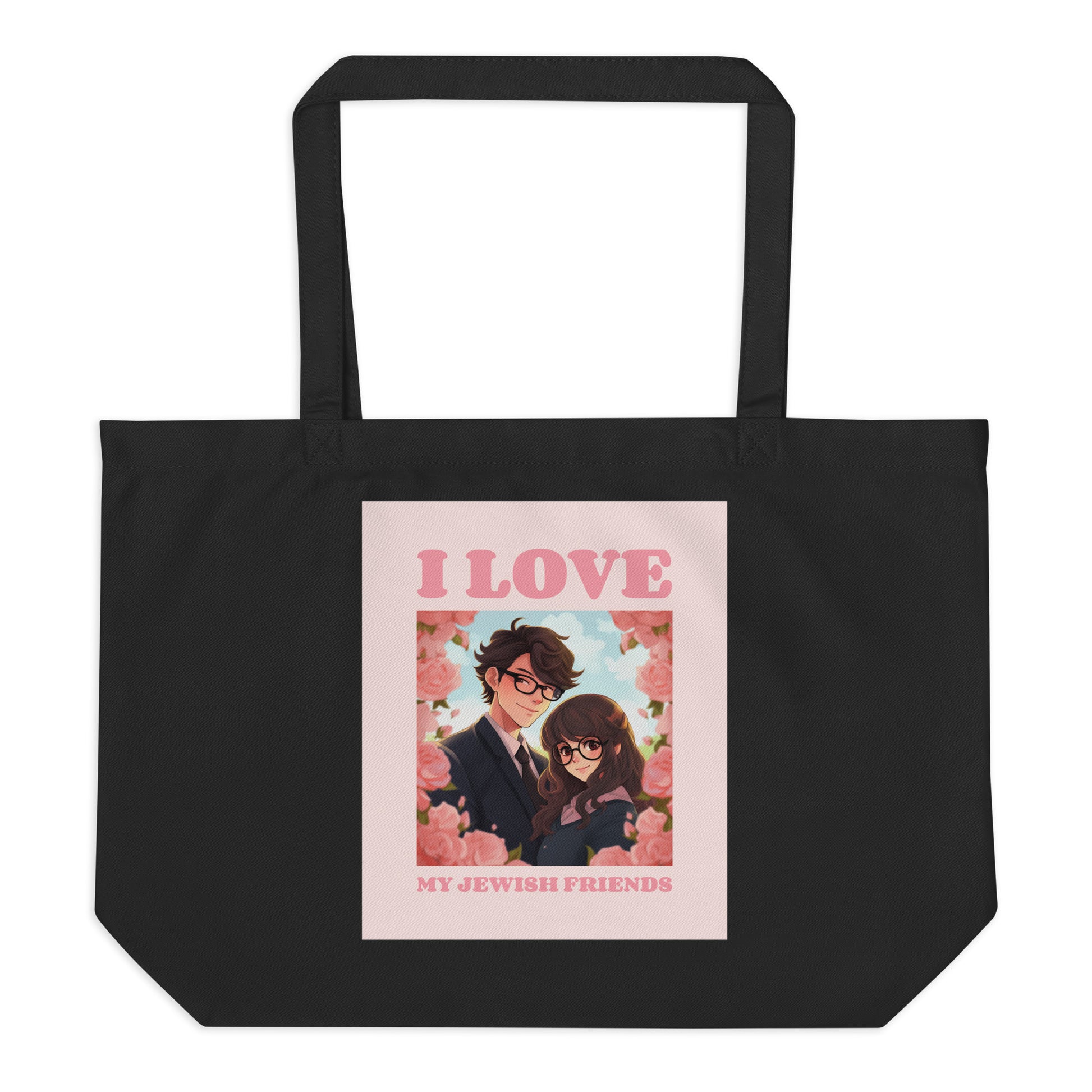 I Love My Jewish Friends | Pink Edition | Large Organic Tote Bag Jouparty