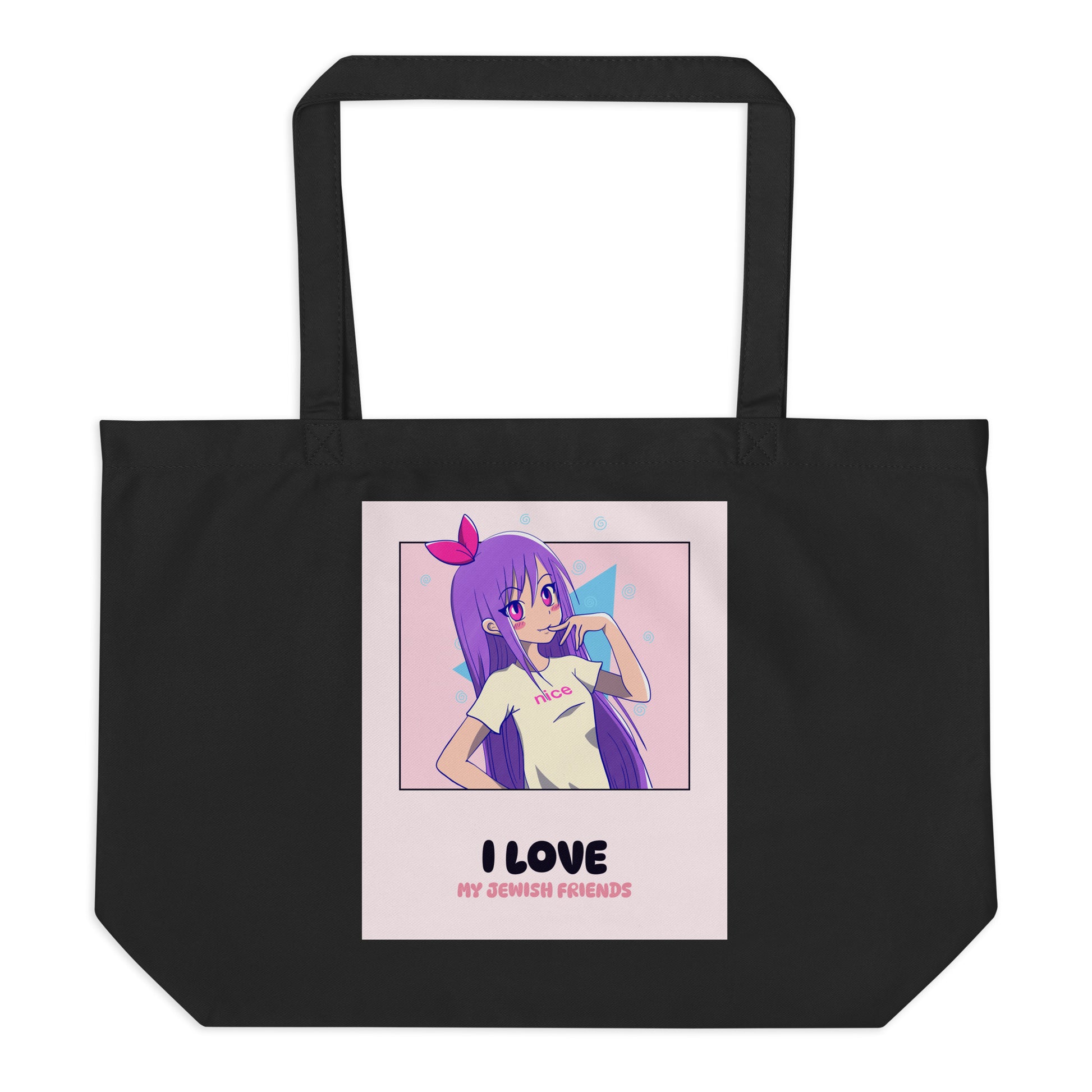 I Love My Jewish Friends | Pink Edition | Large Organic Tote Bag Jouparty
