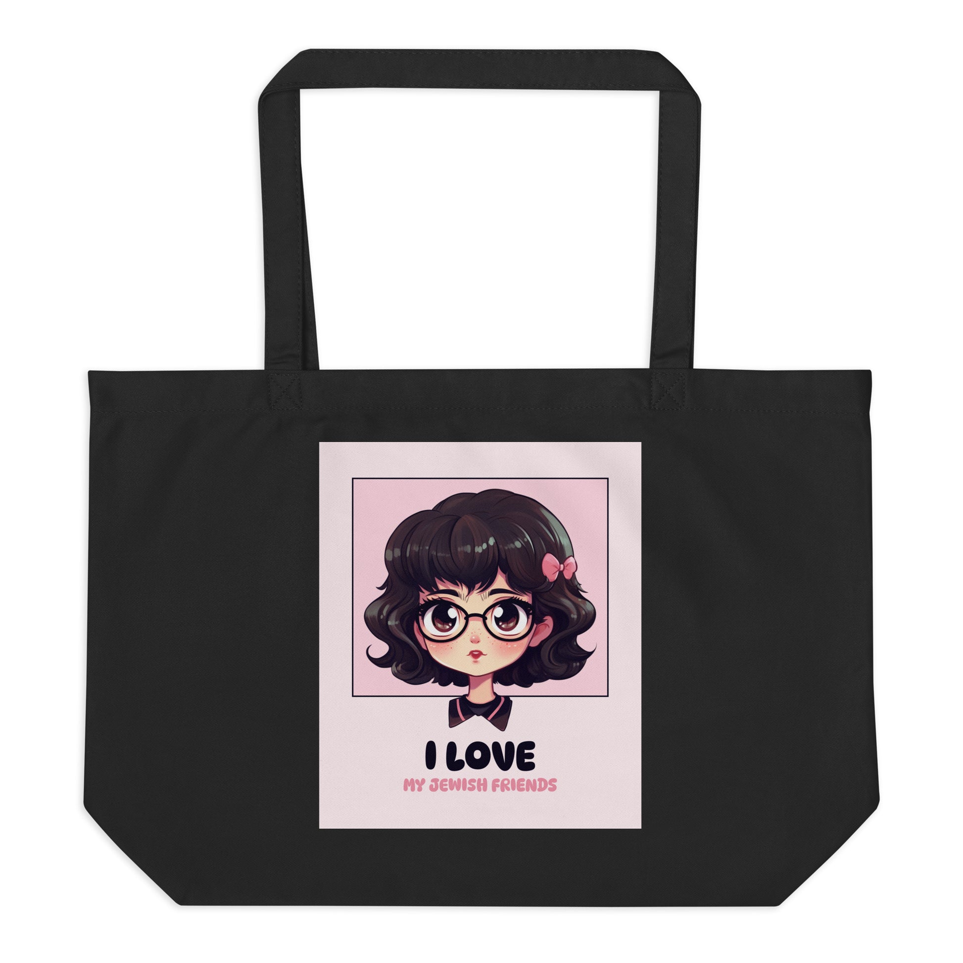I Love My Jewish Friends | Pink Edition | Large Organic Tote Bag Jouparty