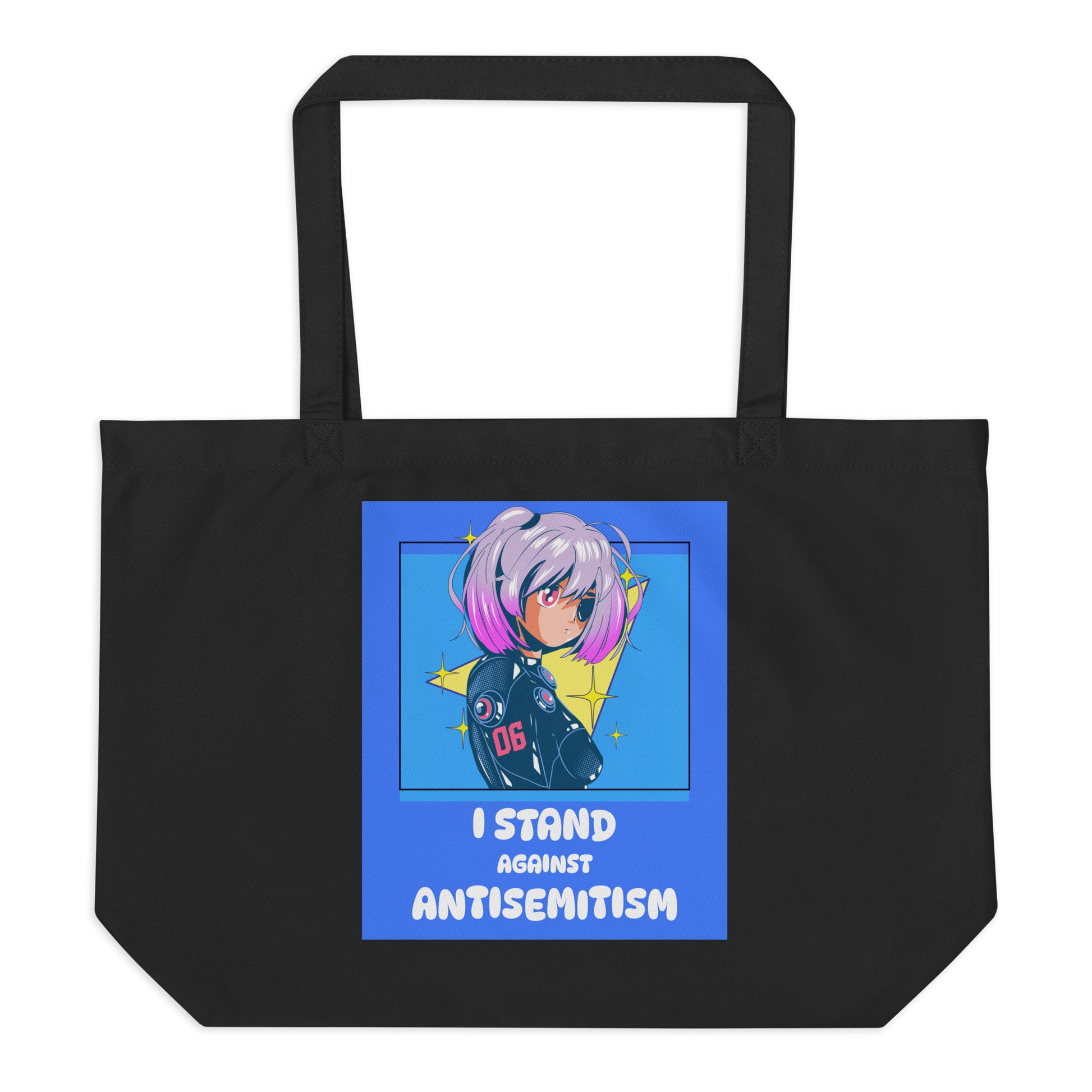 I Stand Against Antisemitism | Large Organic Tote Bag Jouparty