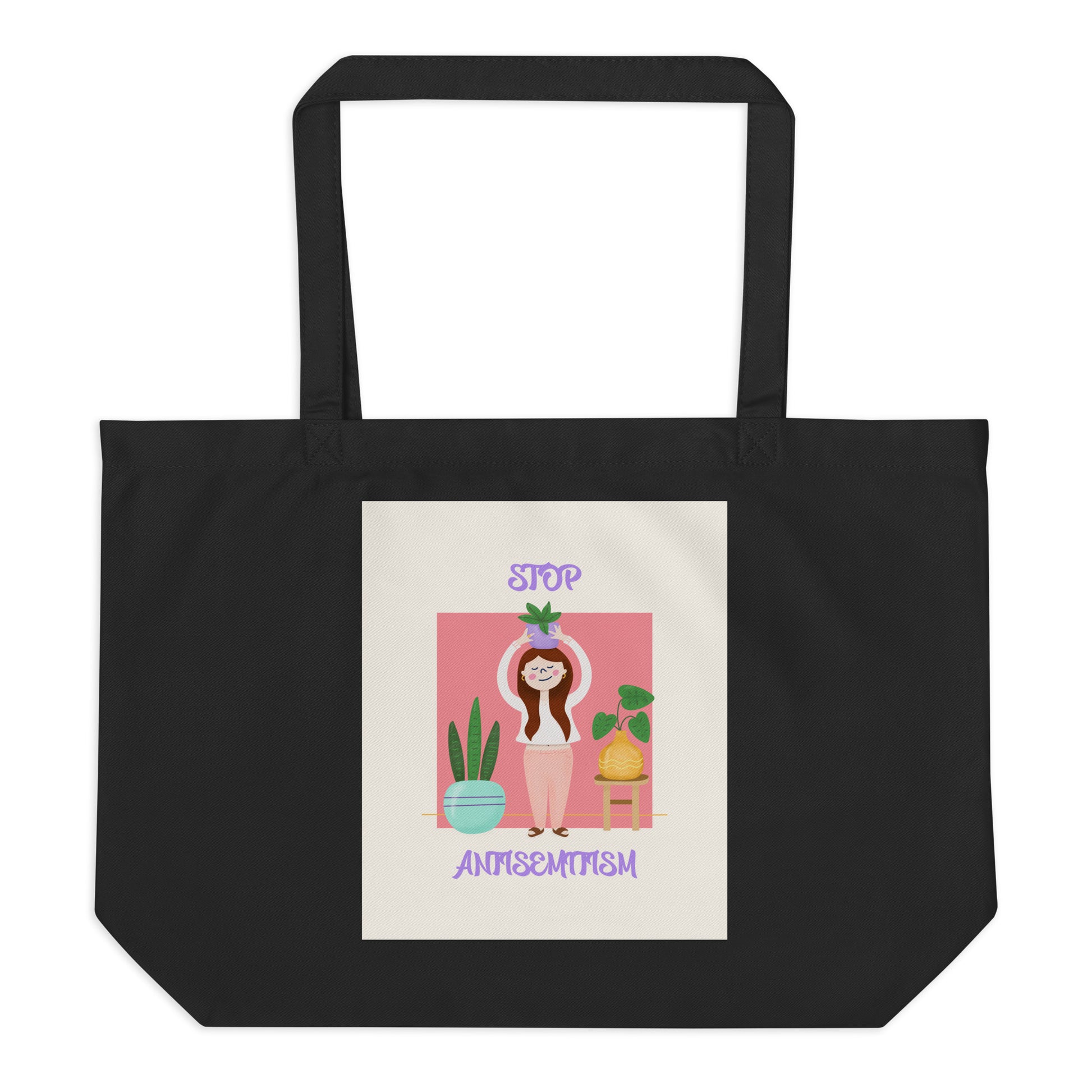 Stop Antisemitism | Plants & Flowers Edition | Large Organic Tote Bag