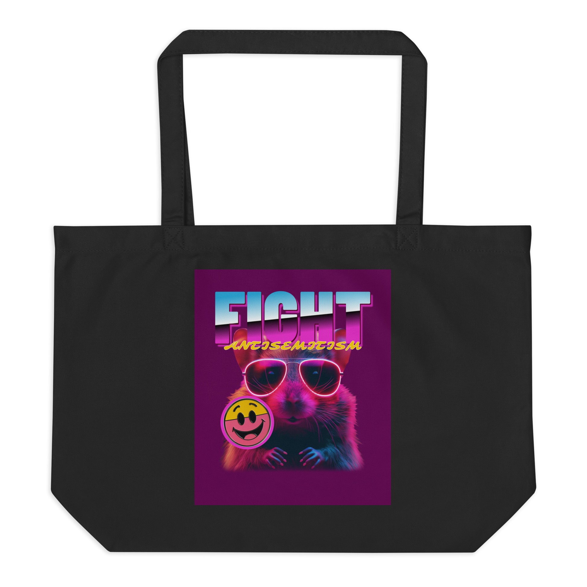 Retro Neon Animal | Fight Antisemitism | Large Organic Tote Bag