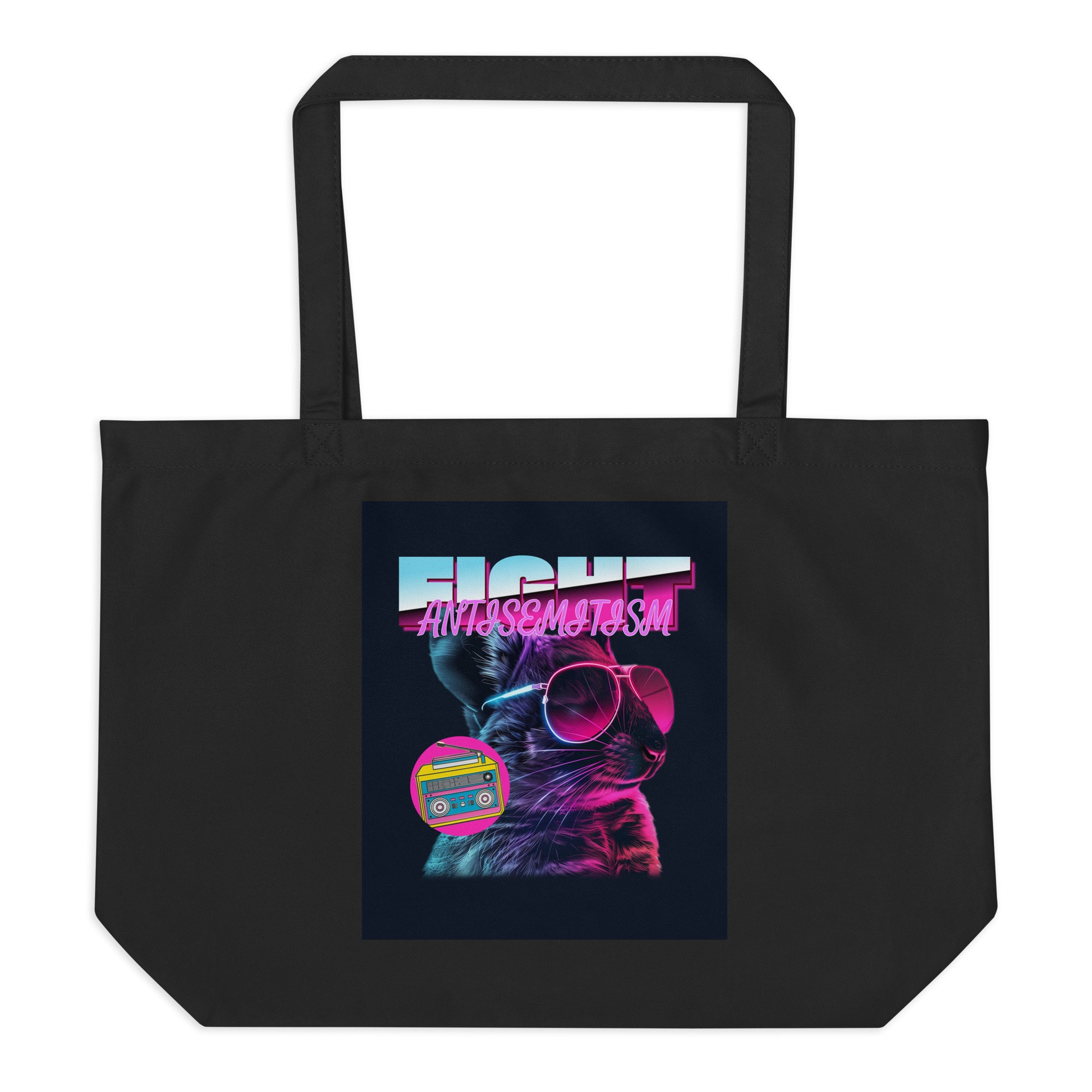 Retro Neon Animal | Fight Antisemitism | Large Organic Tote Bag