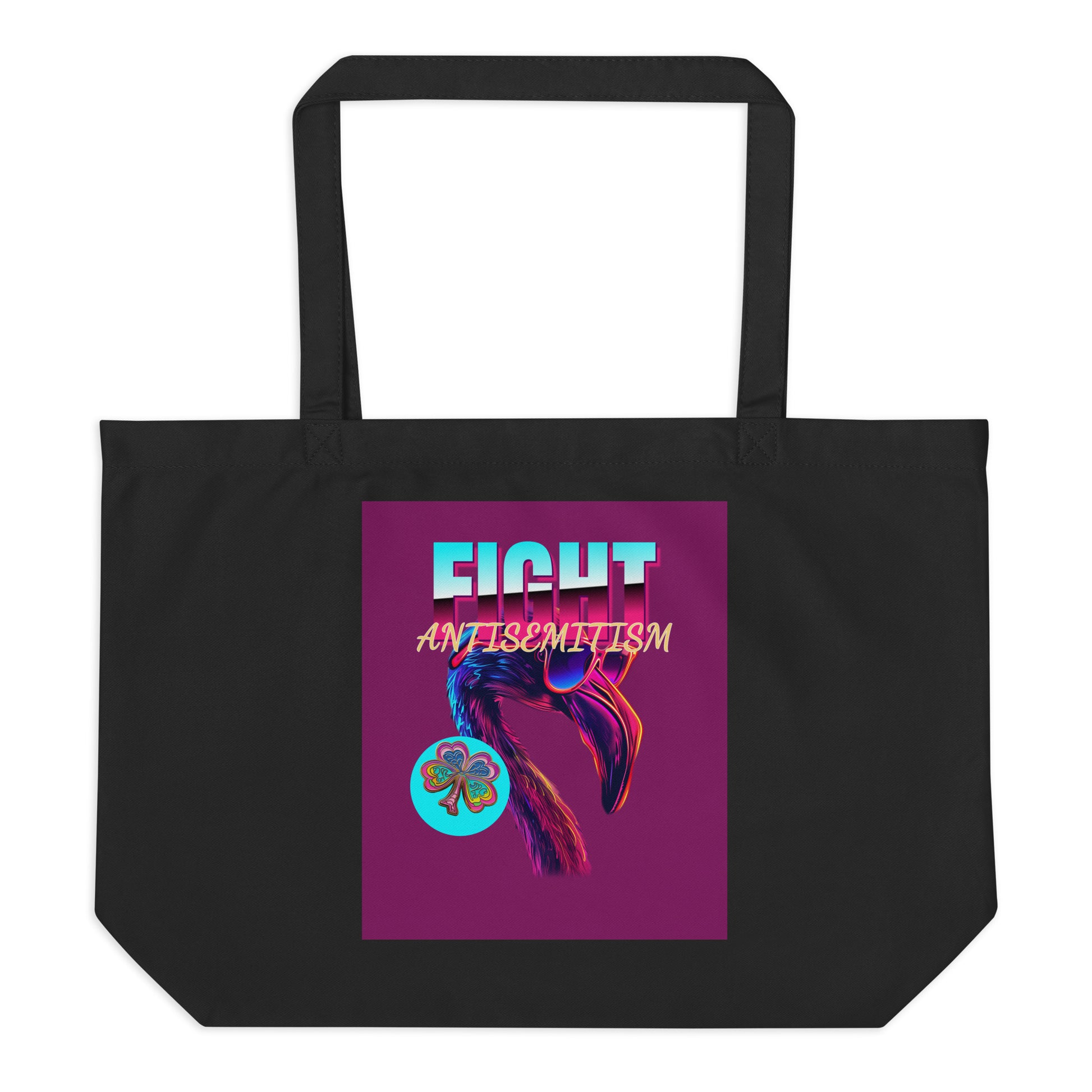 Retro Neon Animal | Fight Antisemitism | Large Organic Tote Bag