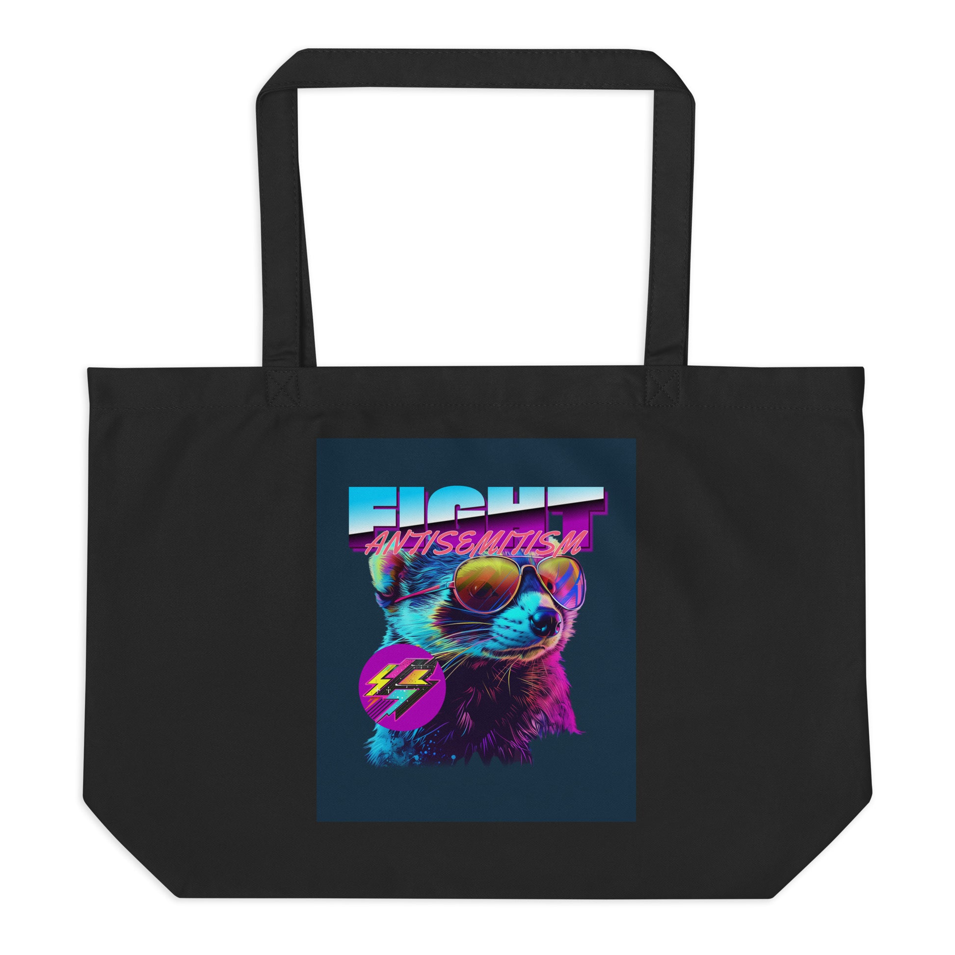 Retro Neon Animal | Fight Antisemitism | Large Organic Tote Bag