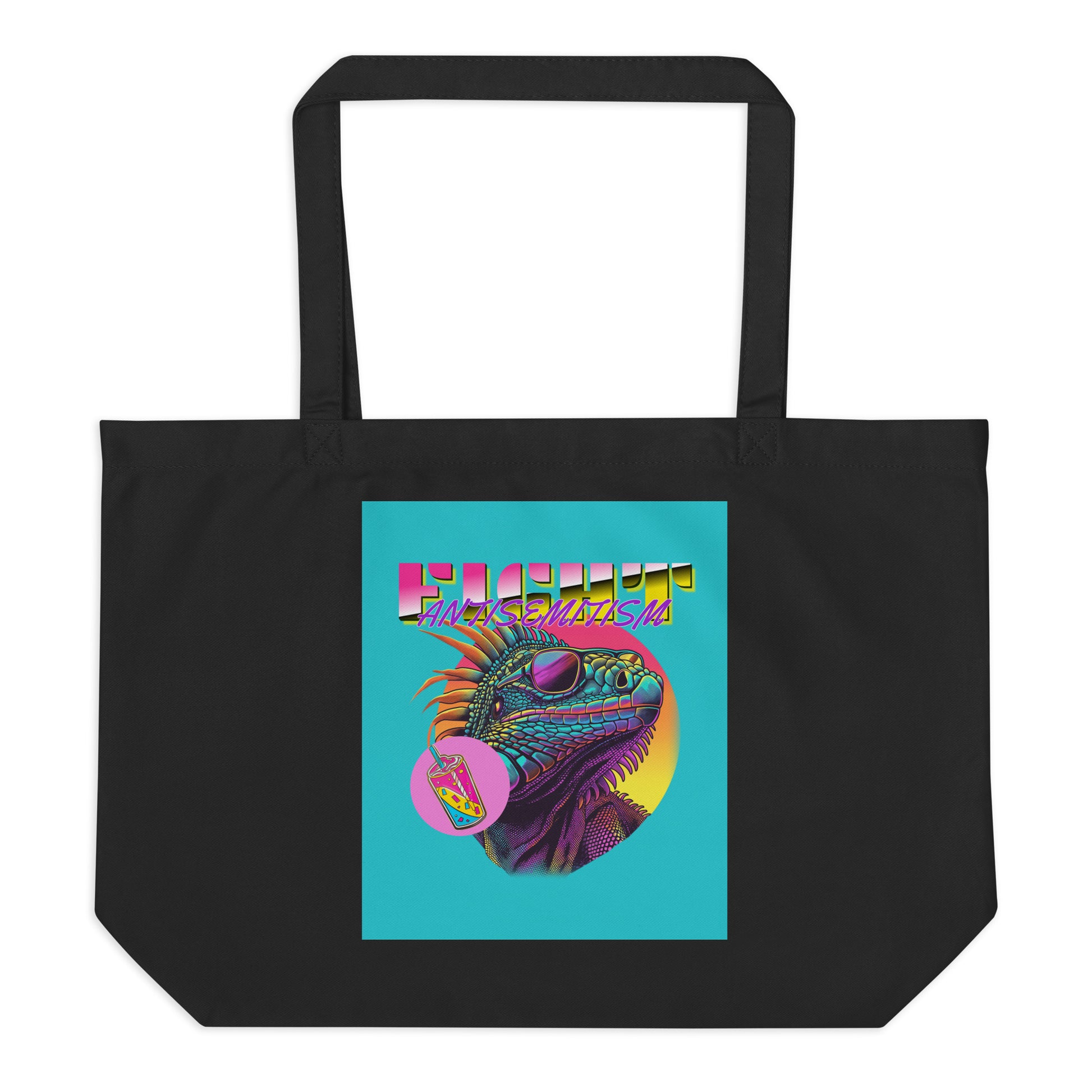 Retro Neon Animal | Fight Antisemitism | Large Organic Tote Bag