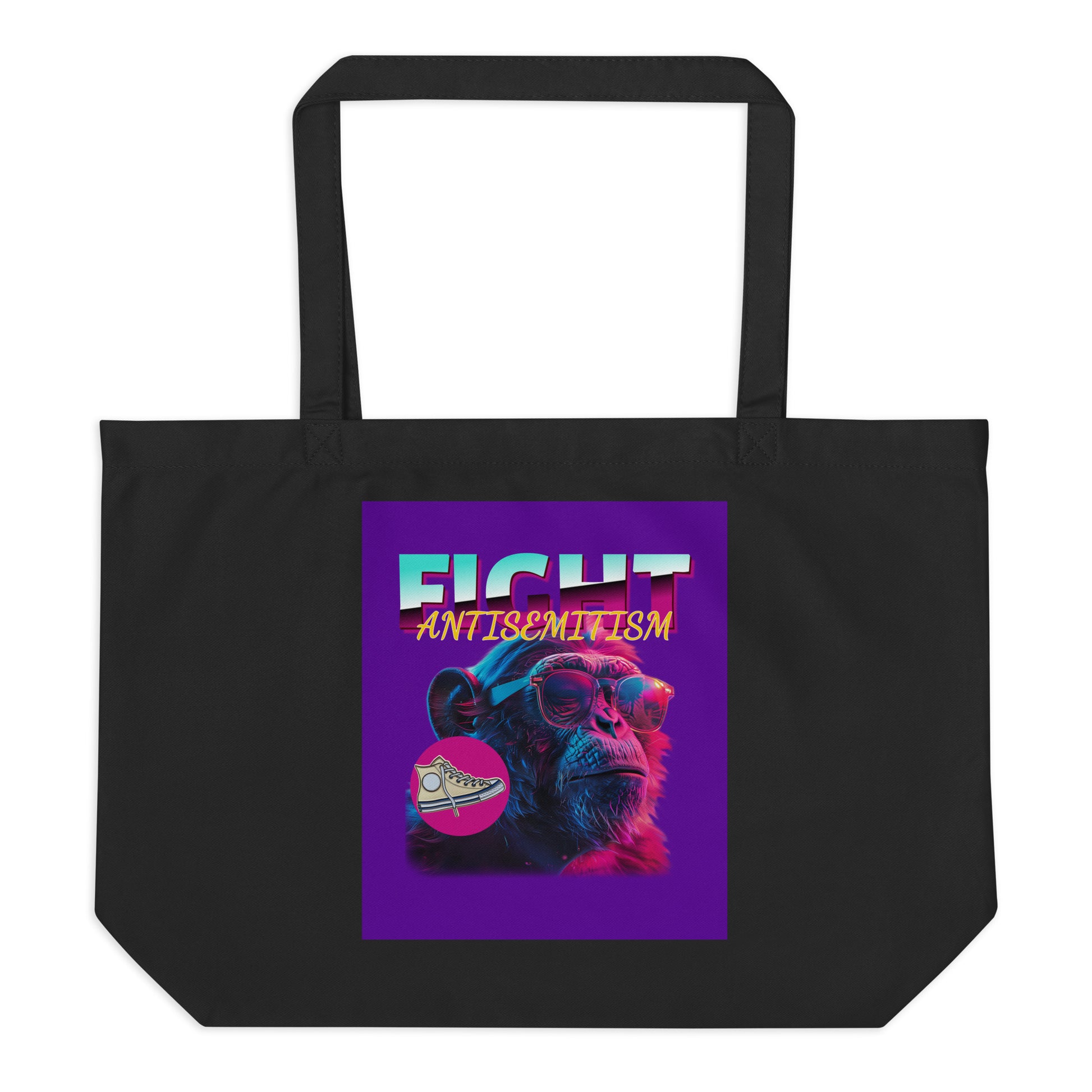 Retro Neon Animal | Fight Antisemitism | Large Organic Tote Bag
