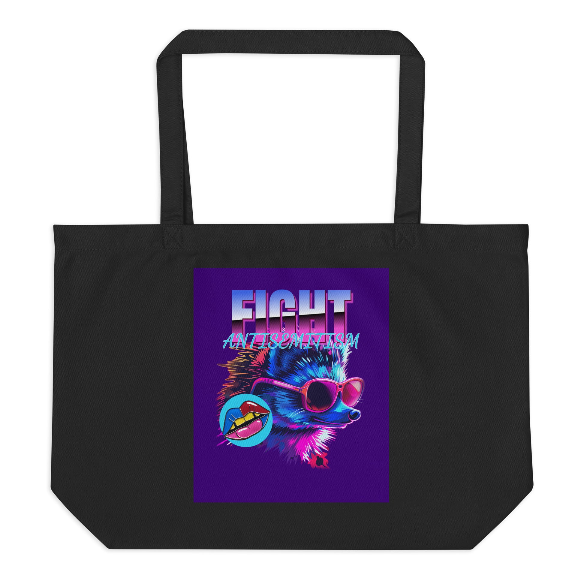 Retro Neon Animal | Fight Antisemitism | Large Organic Tote Bag