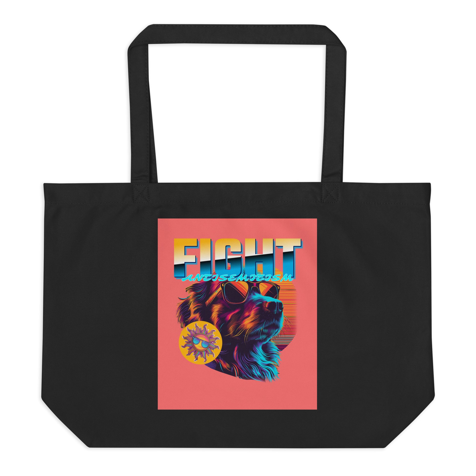 Retro Neon Animal | Fight Antisemitism | Large Organic Tote Bag