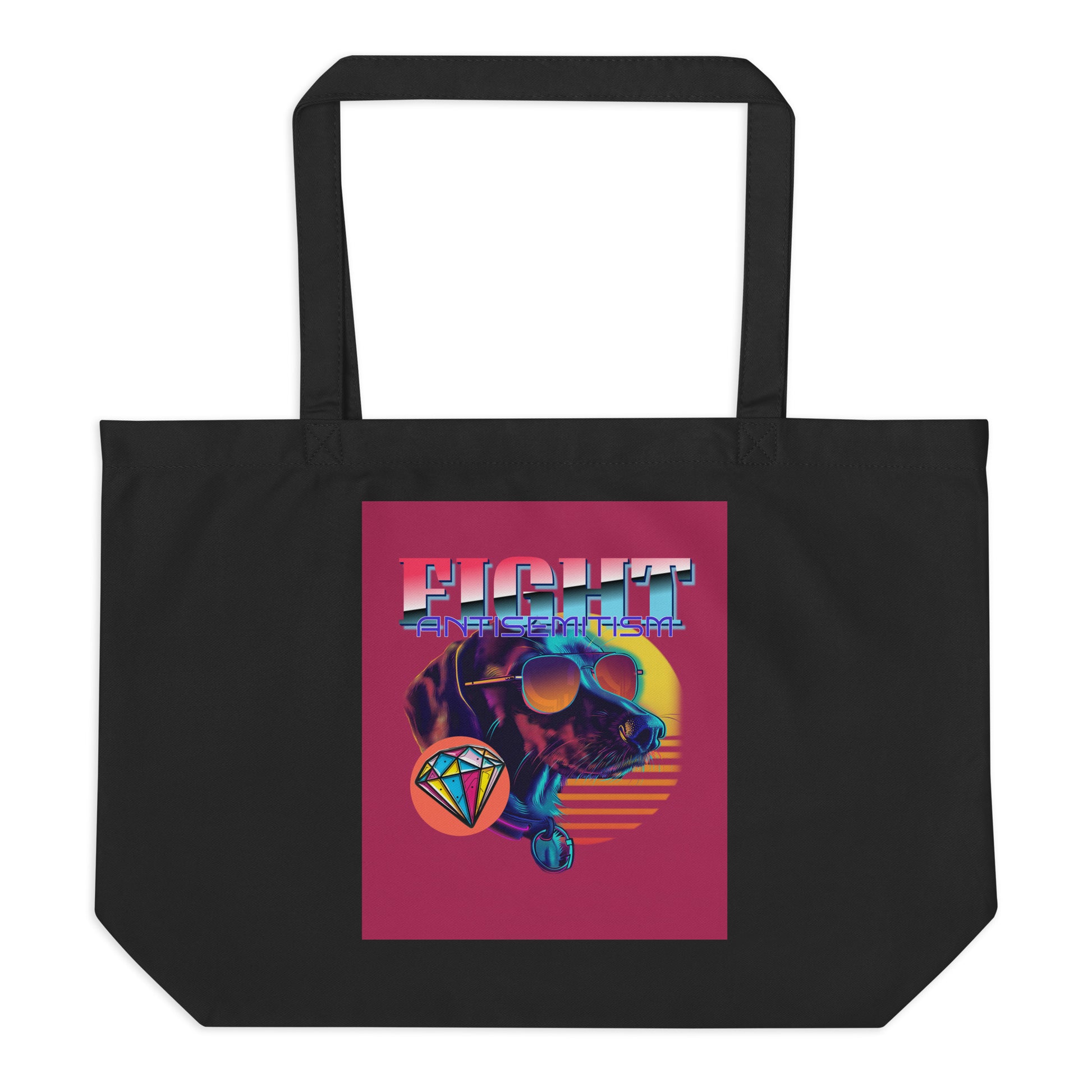 Retro Neon Animal | Fight Antisemitism | Large Organic Tote Bag