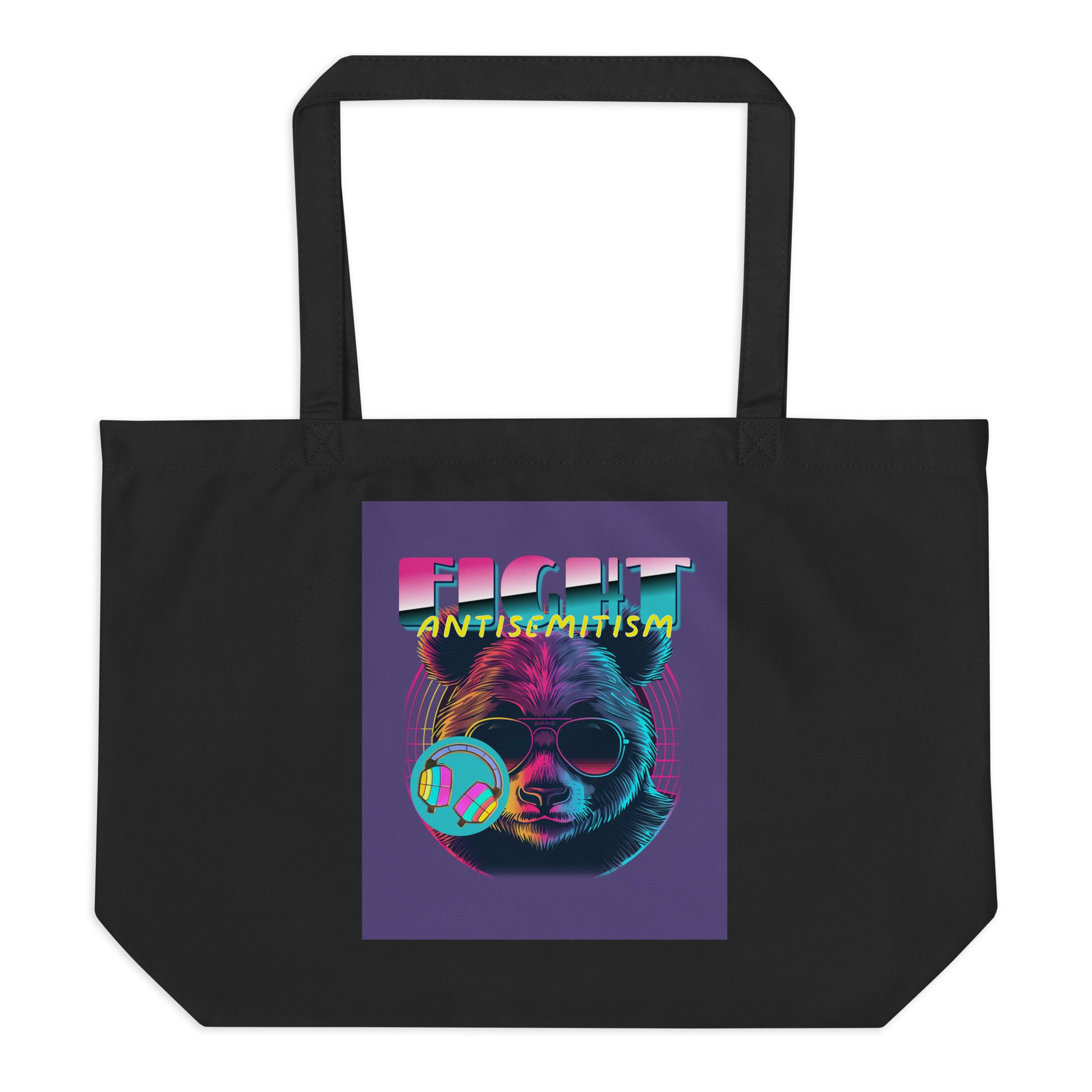 Retro Neon Animal | Fight Antisemitism | Large Organic Tote Bag