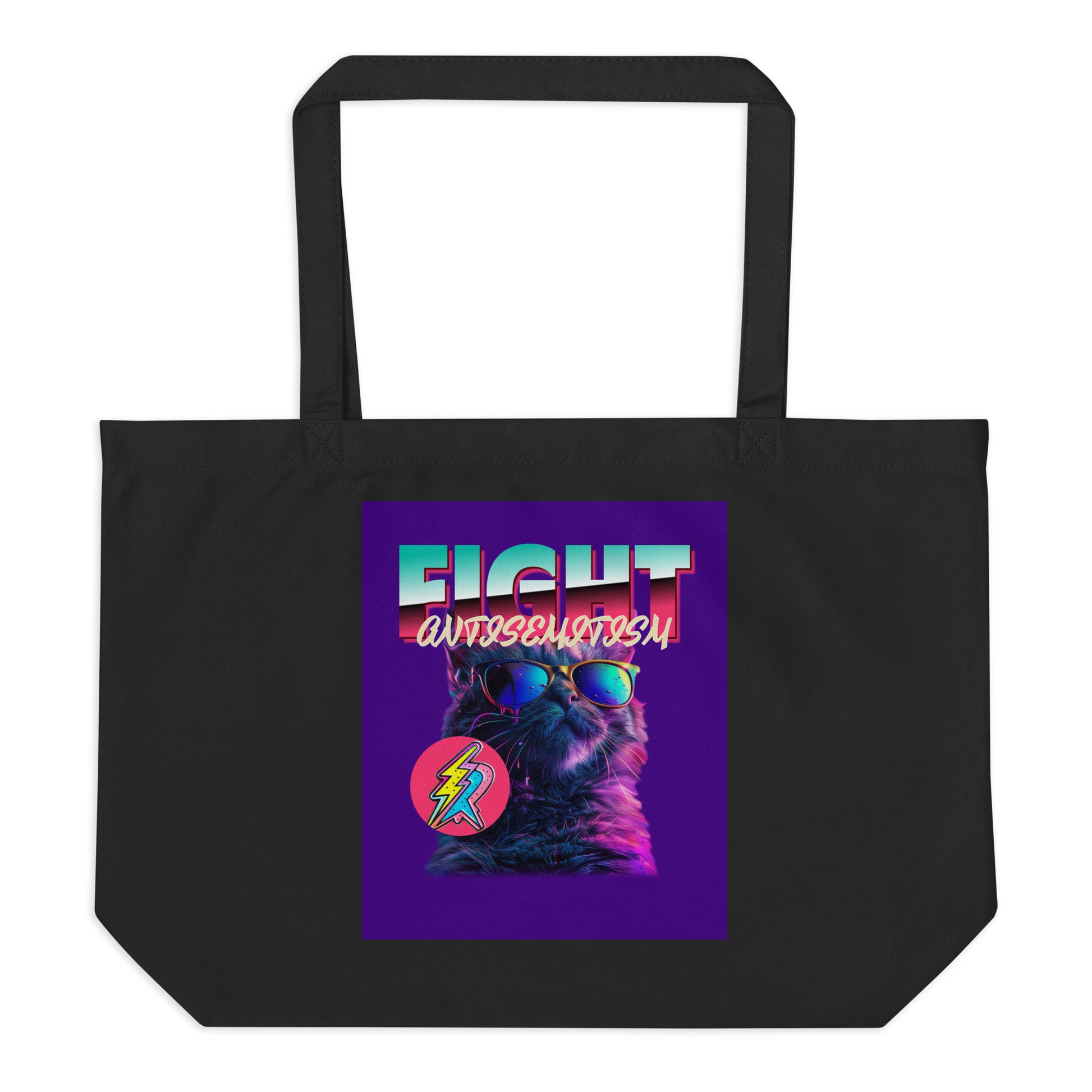 Retro Neon Animal | Fight Antisemitism | Large Organic Tote Bag