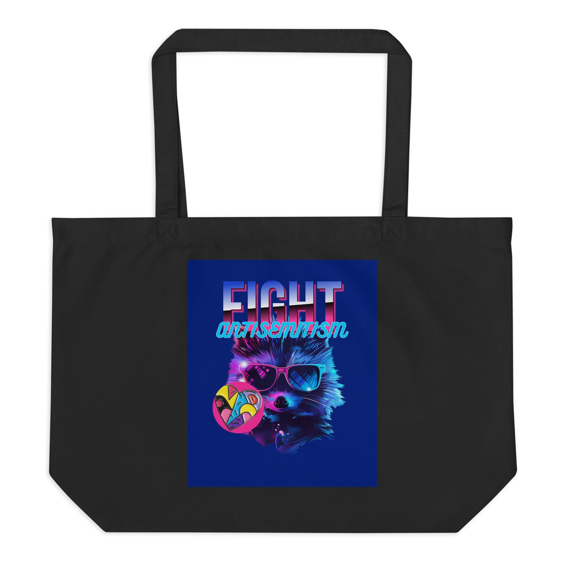 Retro Neon Animal | Fight Antisemitism | Large Organic Tote Bag