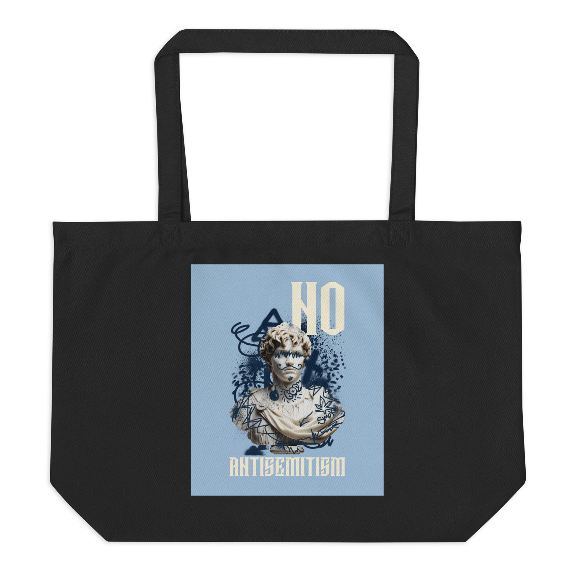 Graffiti Statue Anthem | No Antisemitism | Large Organic Tote Bag
