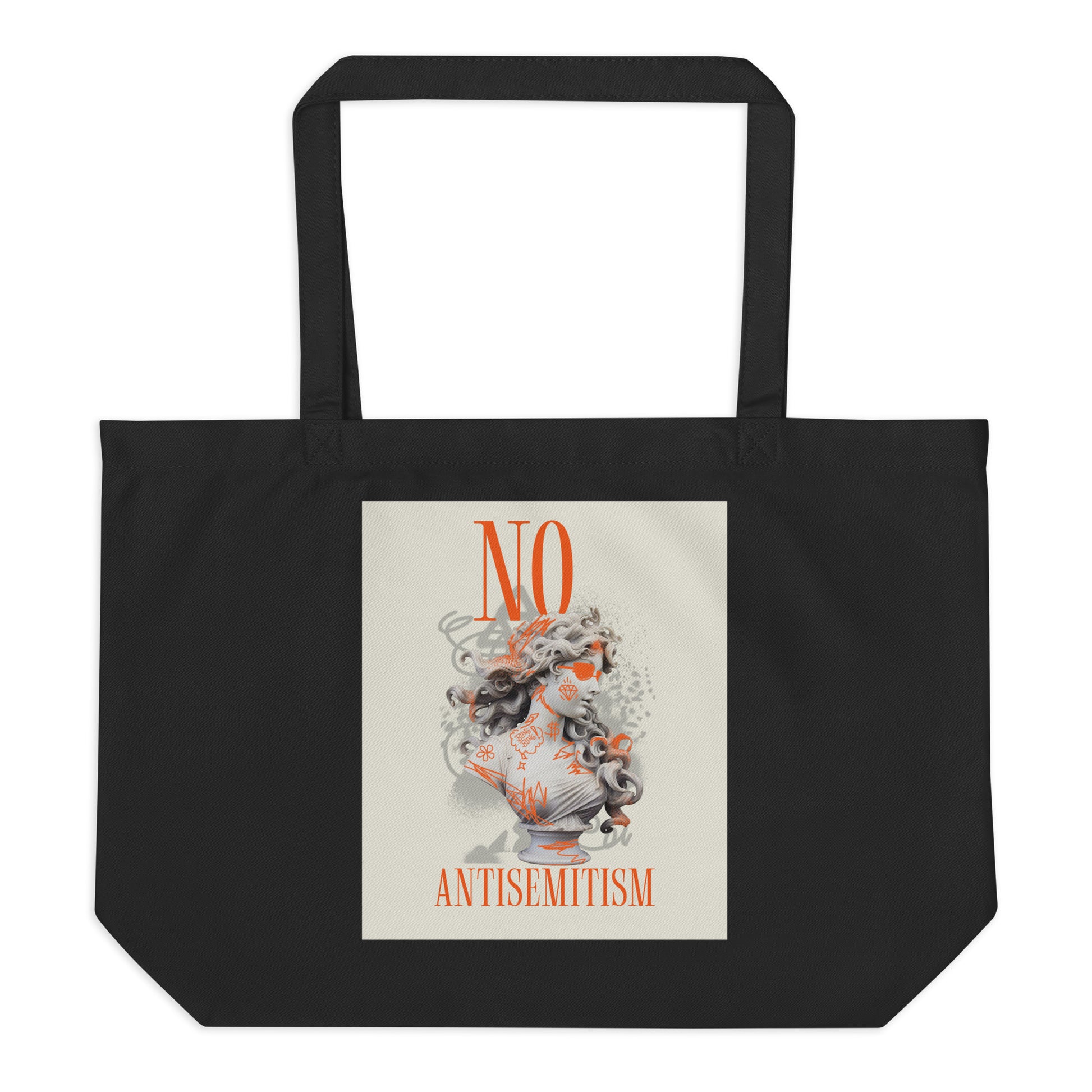 Graffiti Statue Anthem | No Antisemitism | Large Organic Tote Bag