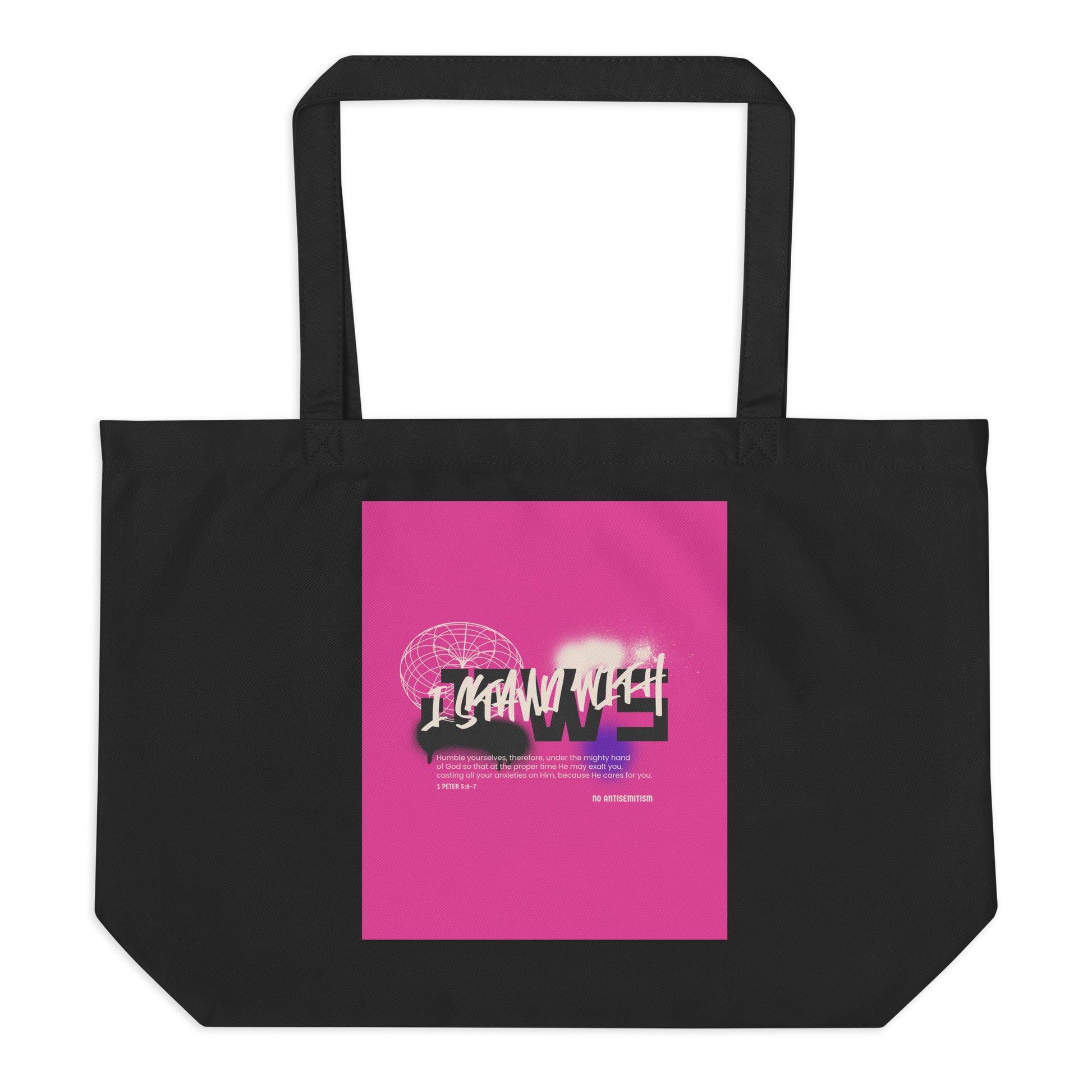 I Stand With Jews Graffiti Bible Verse | Large Organic Tote Bag