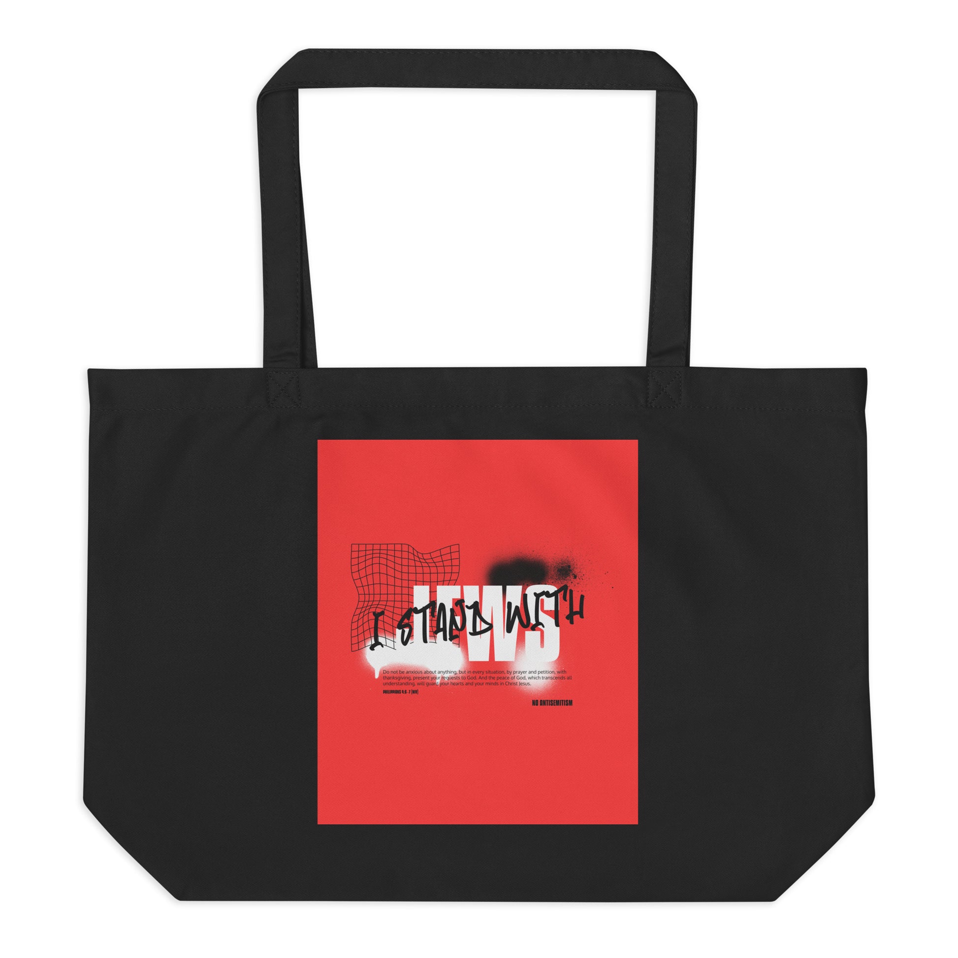 I Stand With Jews Graffiti Bible Verse | Large Organic Tote Bag