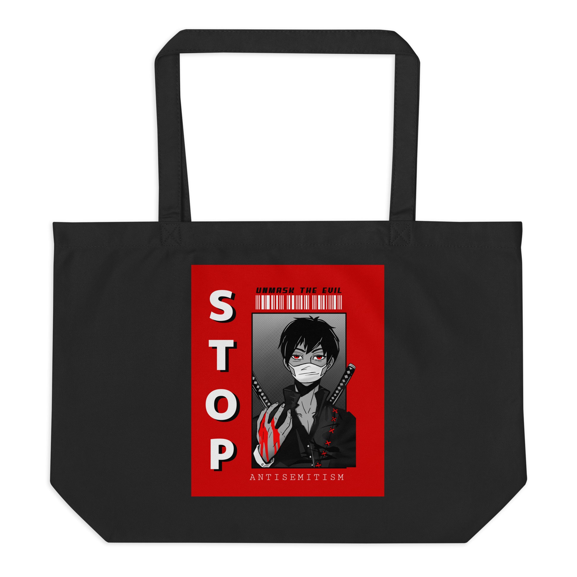 Unmask Evil | Antisemitism | Large Organic Tote Bag