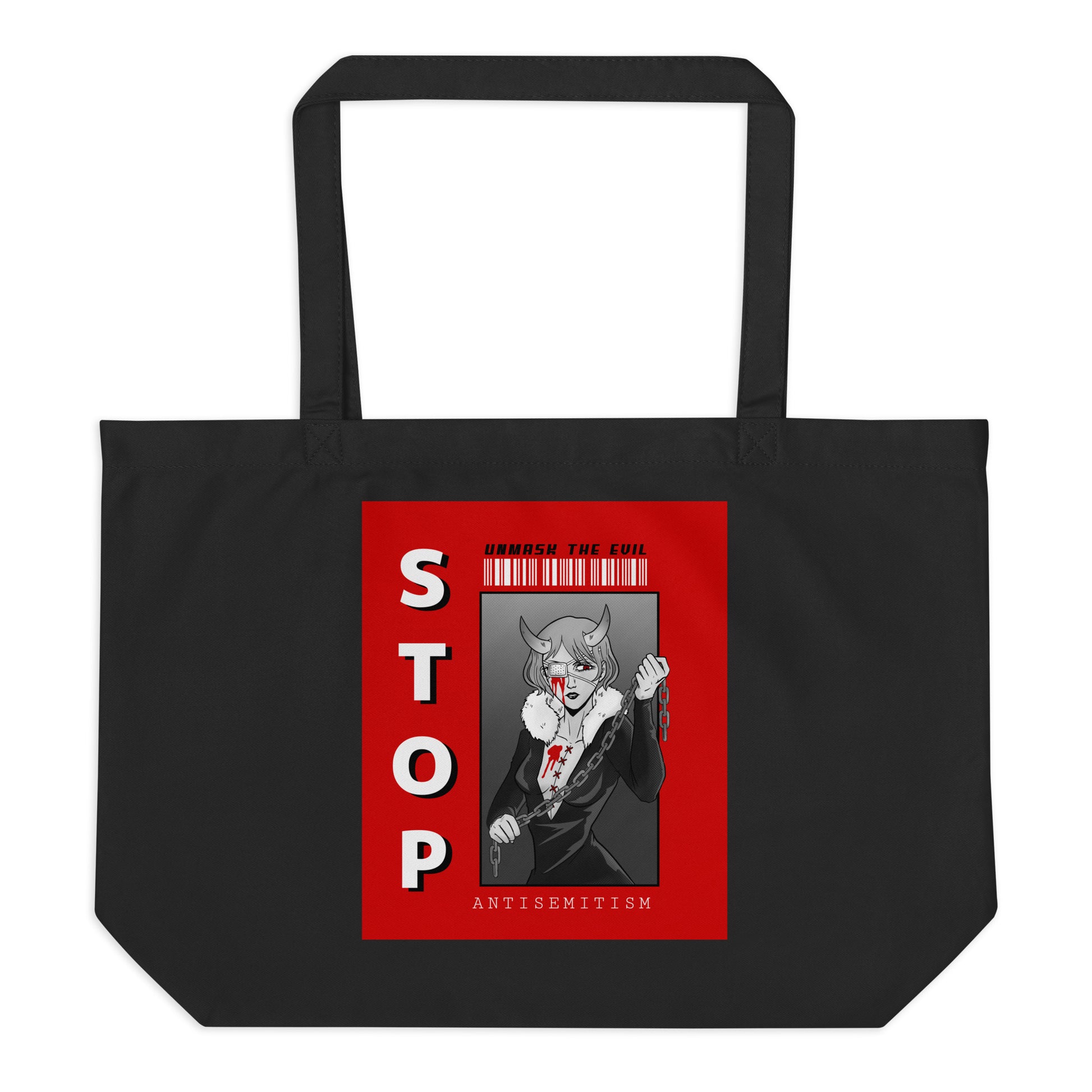 Unmask Evil | Antisemitism | Large Organic Tote Bag