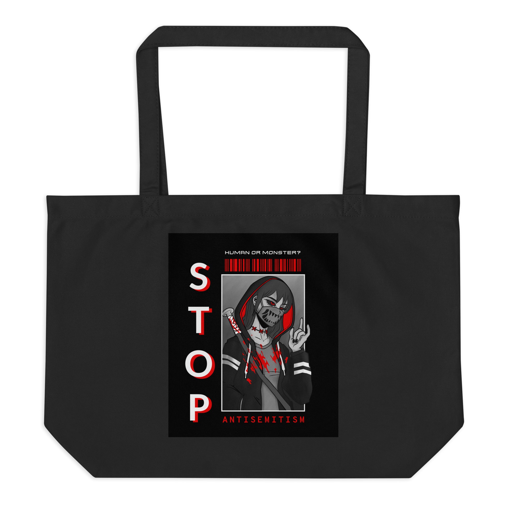 Human Or Monster | Antisemitism | Large Organic Tote Bag