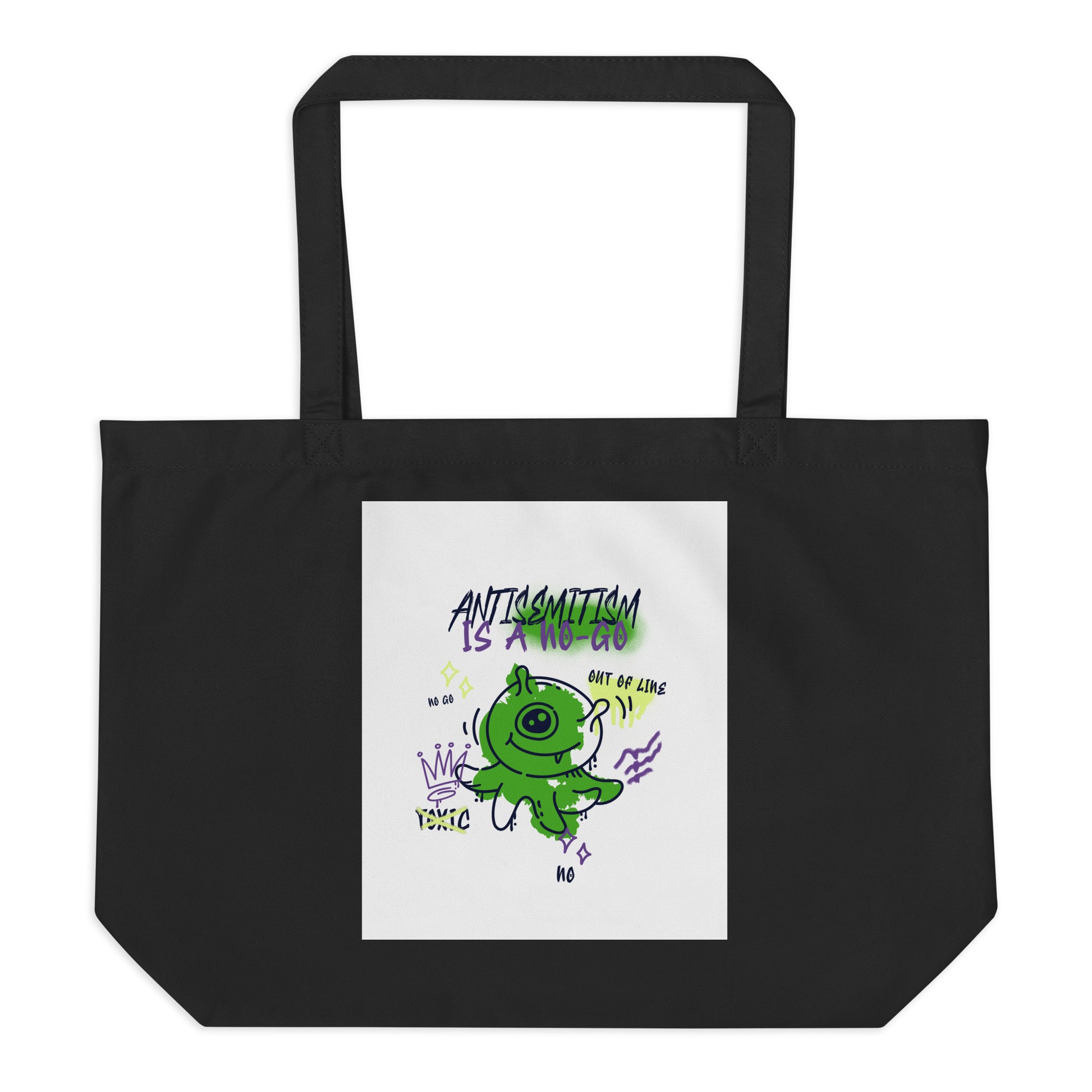 No Go Graffiti Doodle | Antisemitism | Large Organic Tote Bag