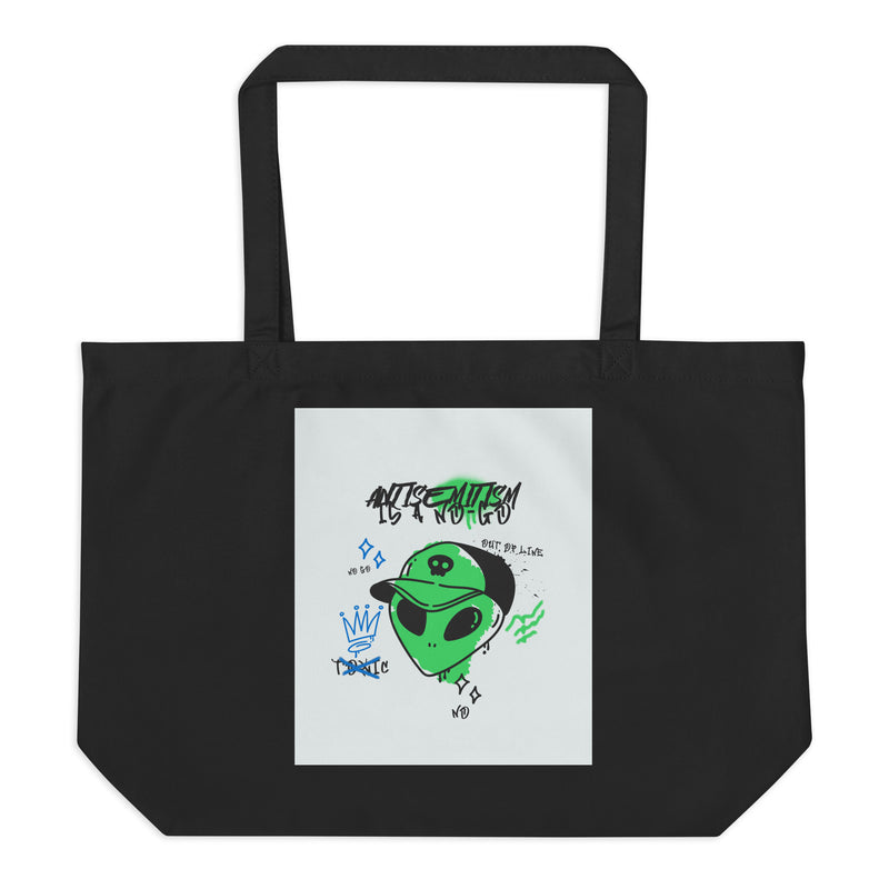 No Go Graffiti Doodle | Antisemitism | Large Organic Tote Bag
