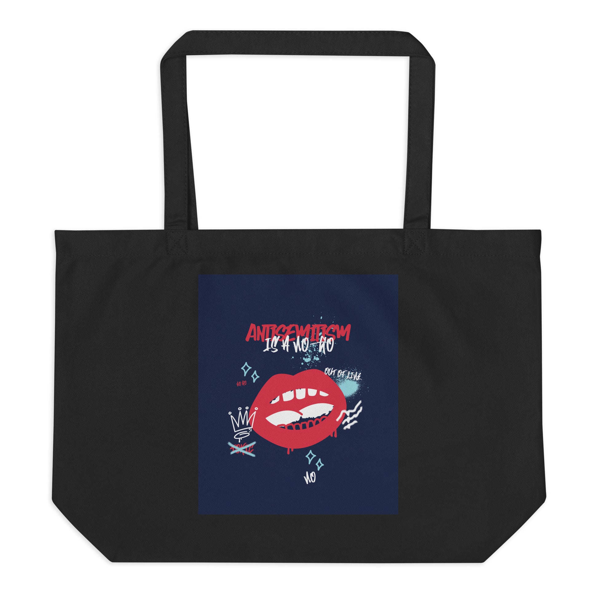 No Go Graffiti Doodle | Antisemitism | Large Organic Tote Bag