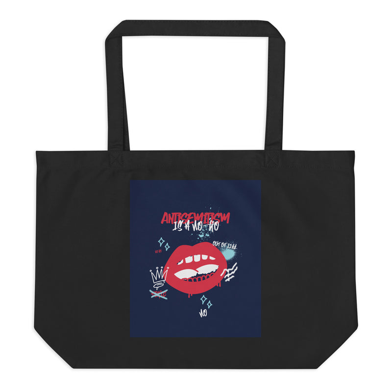 No Go Graffiti Doodle | Antisemitism | Large Organic Tote Bag