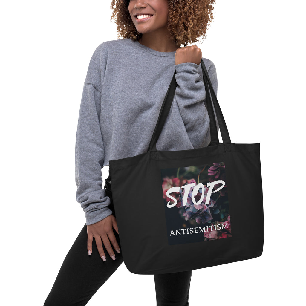 Flower Power | Antisemitism | Large Organic Tote Bag Jouparty