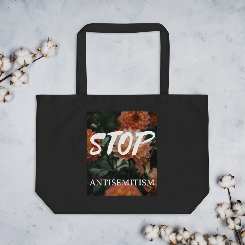 Flower Power | Antisemitism | Large Organic Tote Bag Jouparty