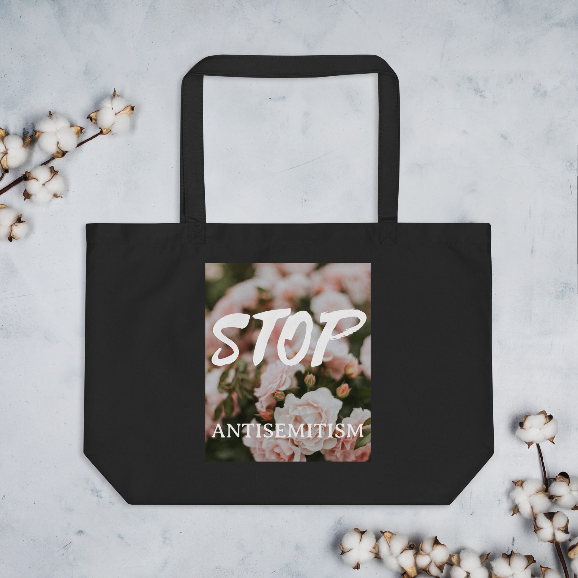 Flower Power | Antisemitism | Large Organic Tote Bag