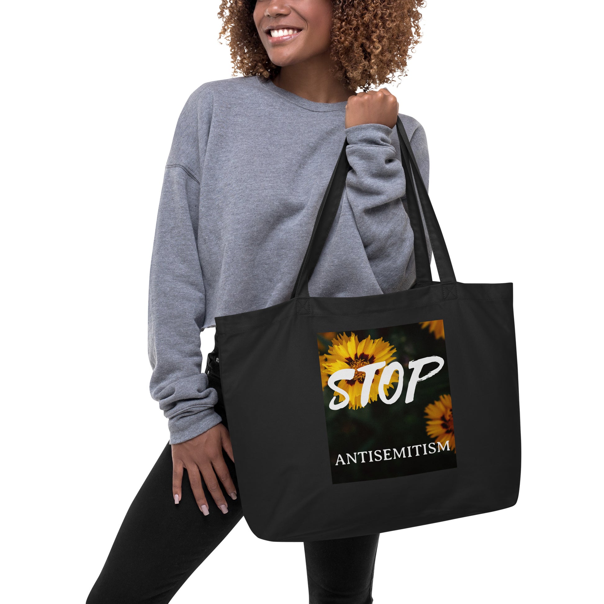 Flower Power | Antisemitism | Large Organic Tote Bag Jouparty