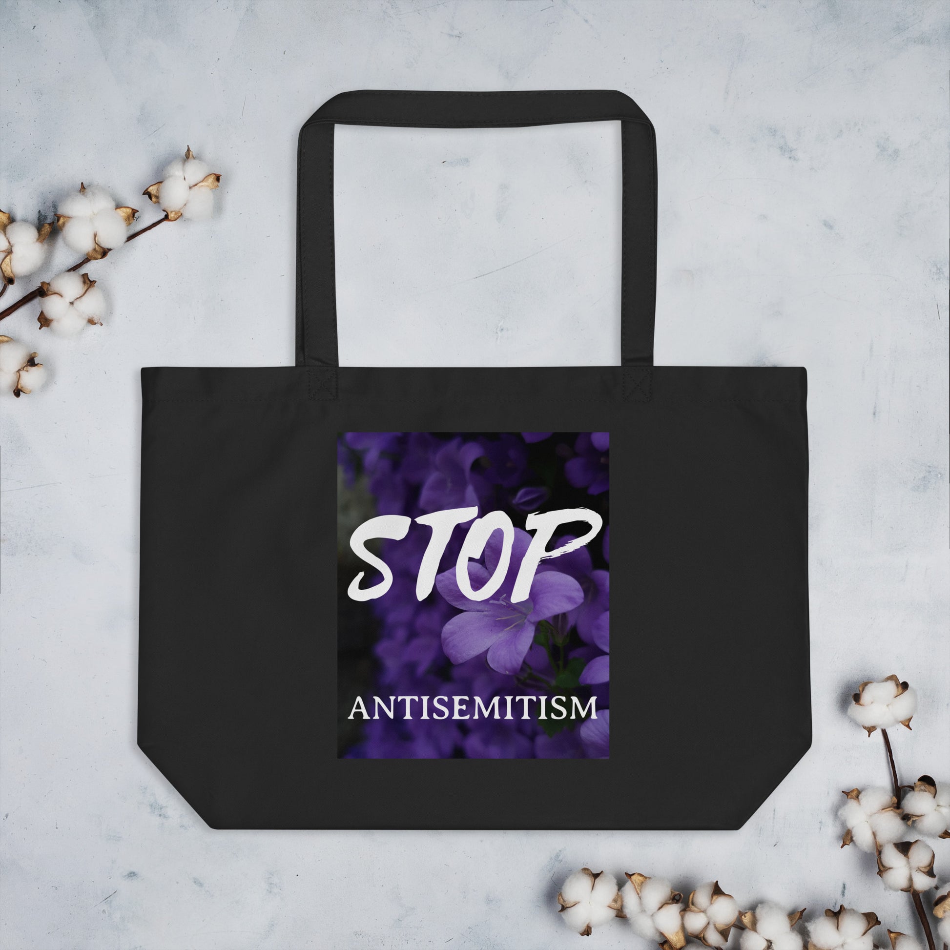 Flower Power | Antisemitism | Large Organic Tote Bag Jouparty