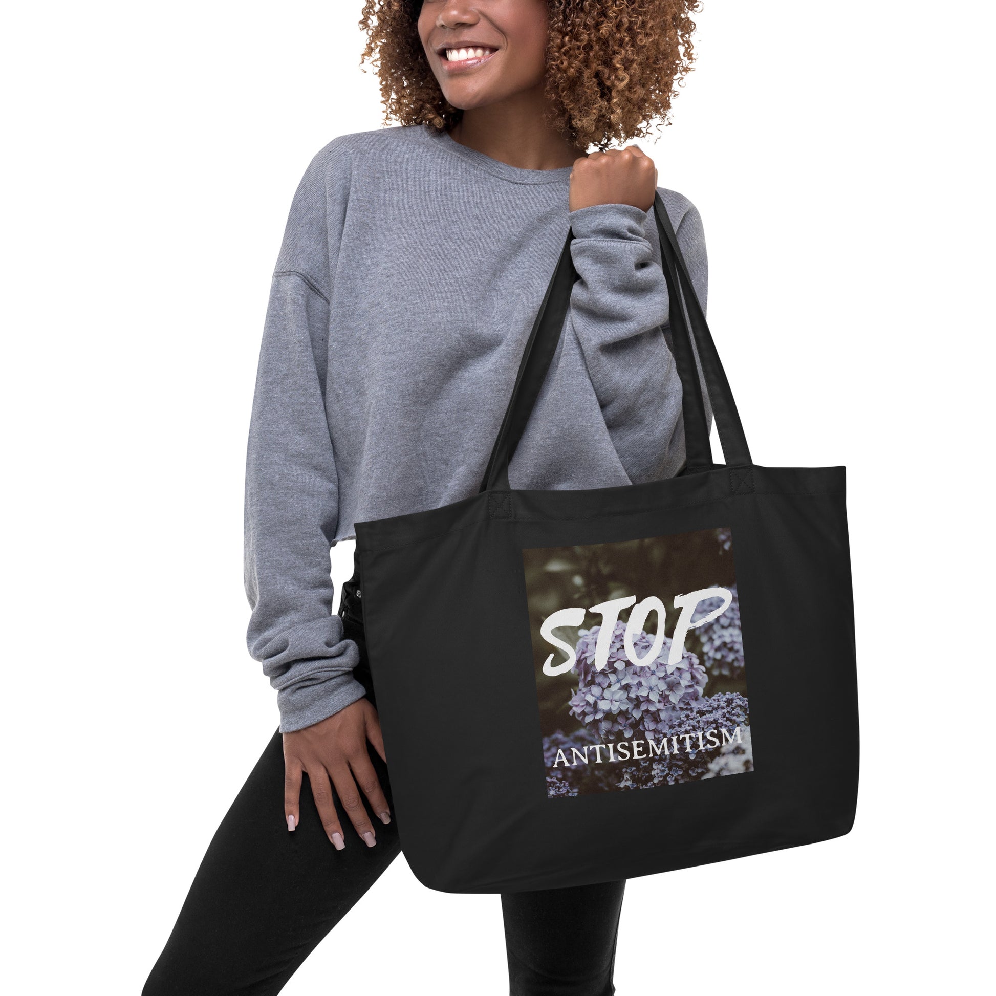 Flower Power | Antisemitism | Large Organic Tote Bag Jouparty