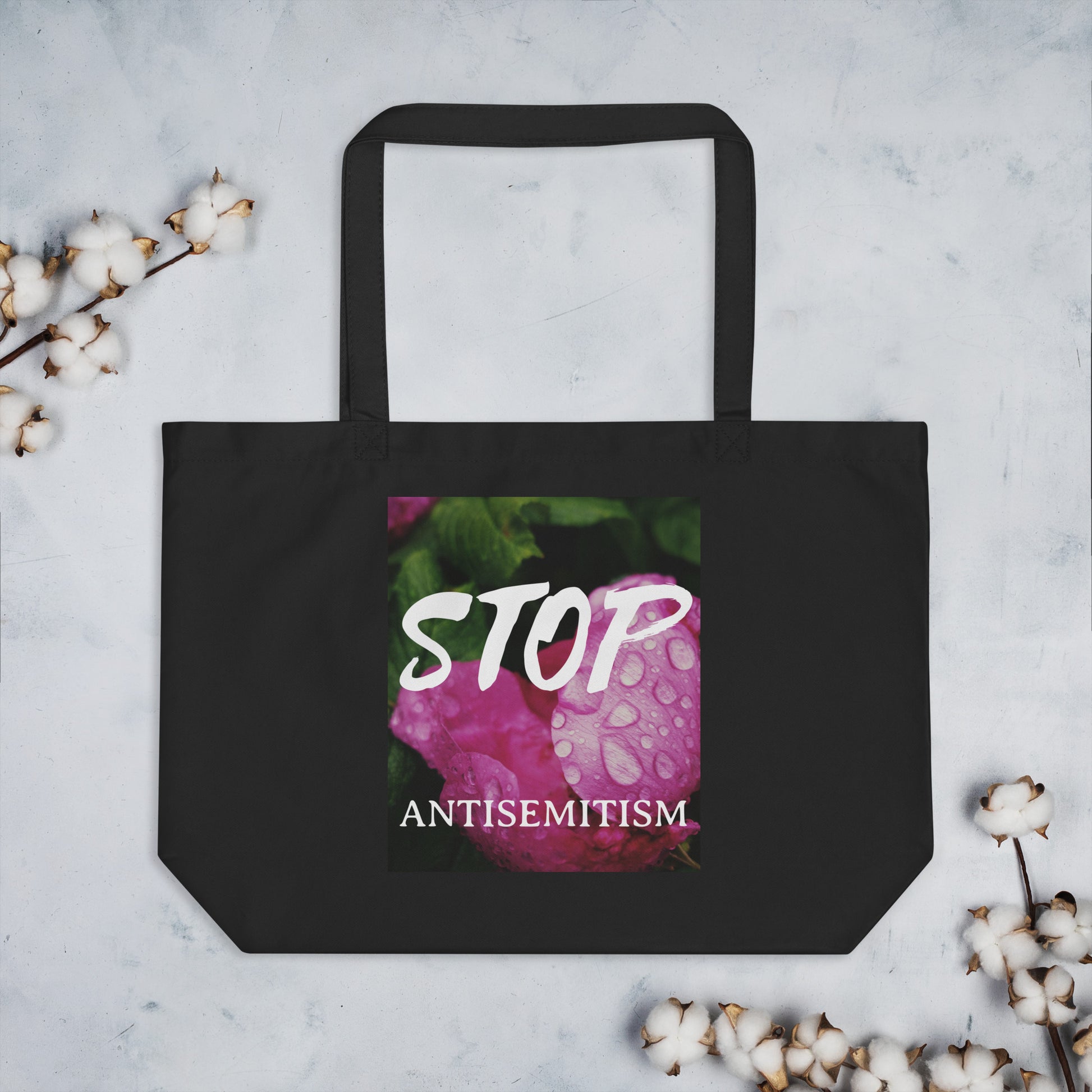 Flower Power | Antisemitism | Large Organic Tote Bag Jouparty