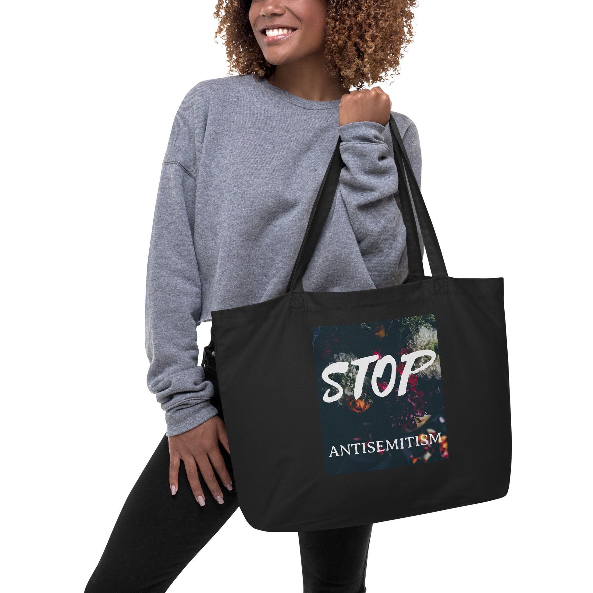 Flower Power | Antisemitism | Large Organic Tote Bag Jouparty