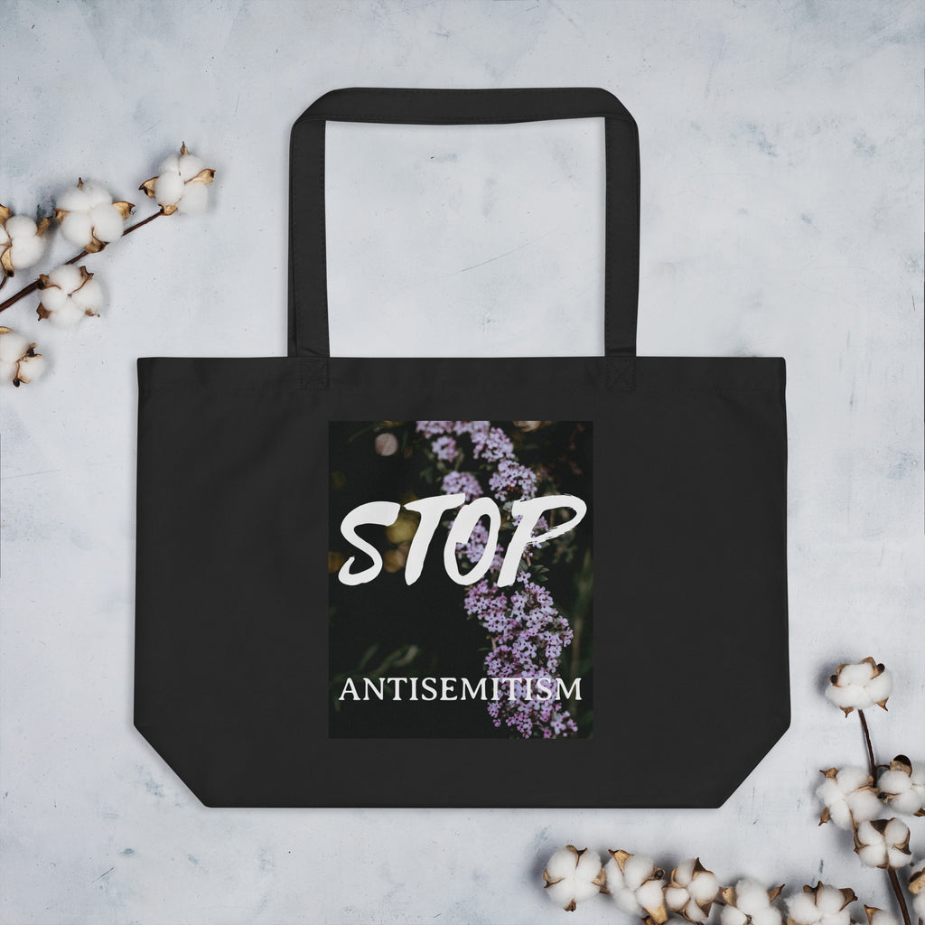 Flower Power | Antisemitism | Large Organic Tote Bag Jouparty