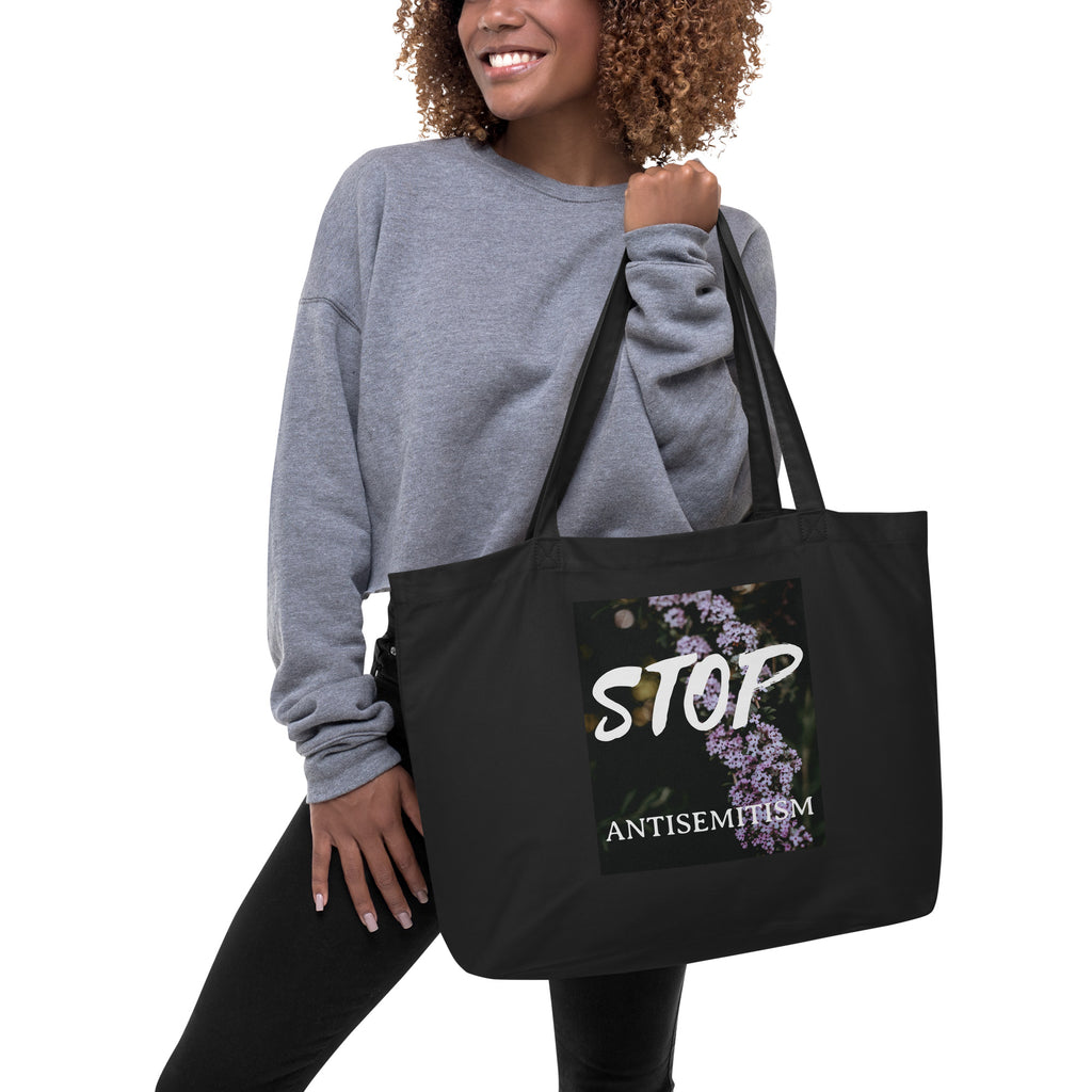 Flower Power | Antisemitism | Large Organic Tote Bag Jouparty