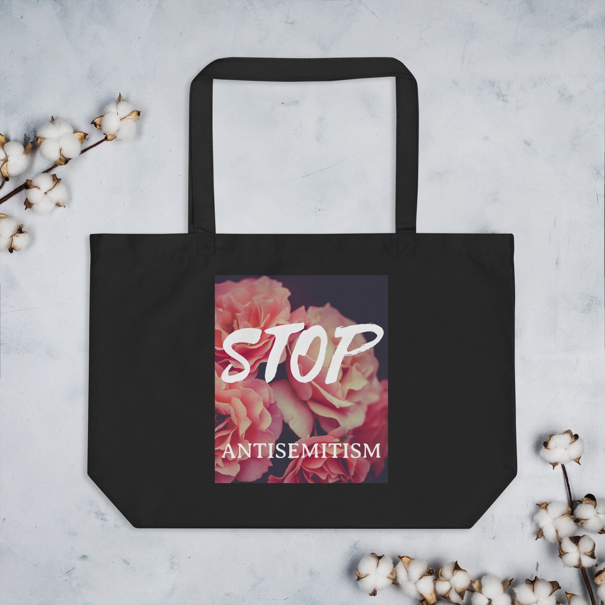 Flower Power | Antisemitism | Large Organic Tote Bag Jouparty
