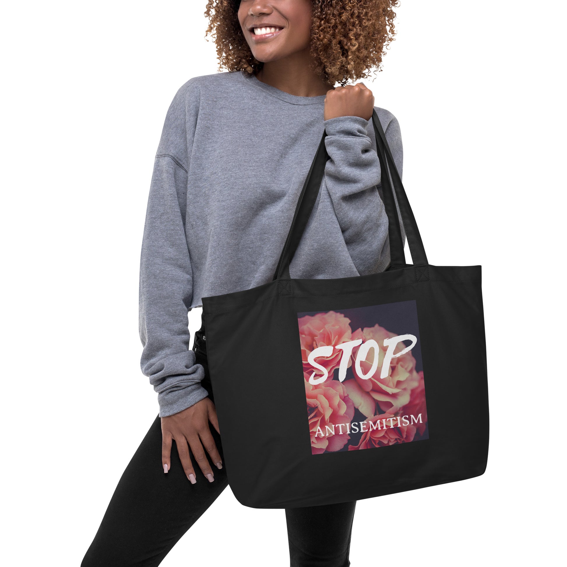 Flower Power | Antisemitism | Large Organic Tote Bag Jouparty