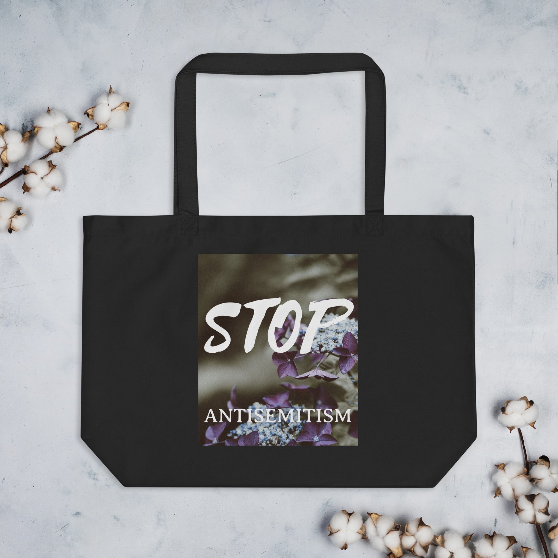 Flower Power | Antisemitism | Large Organic Tote Bag Jouparty