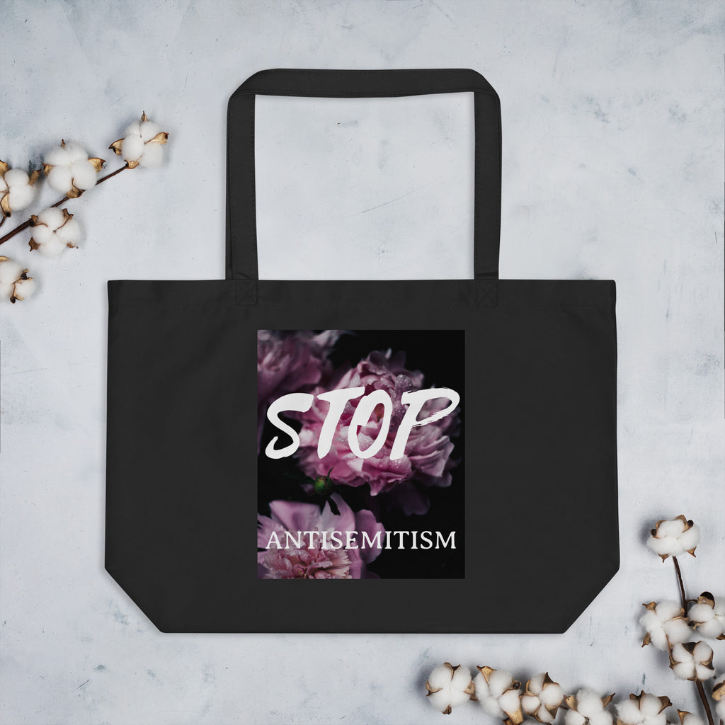 Flower Power | Antisemitism | Large Organic Tote Bag Jouparty