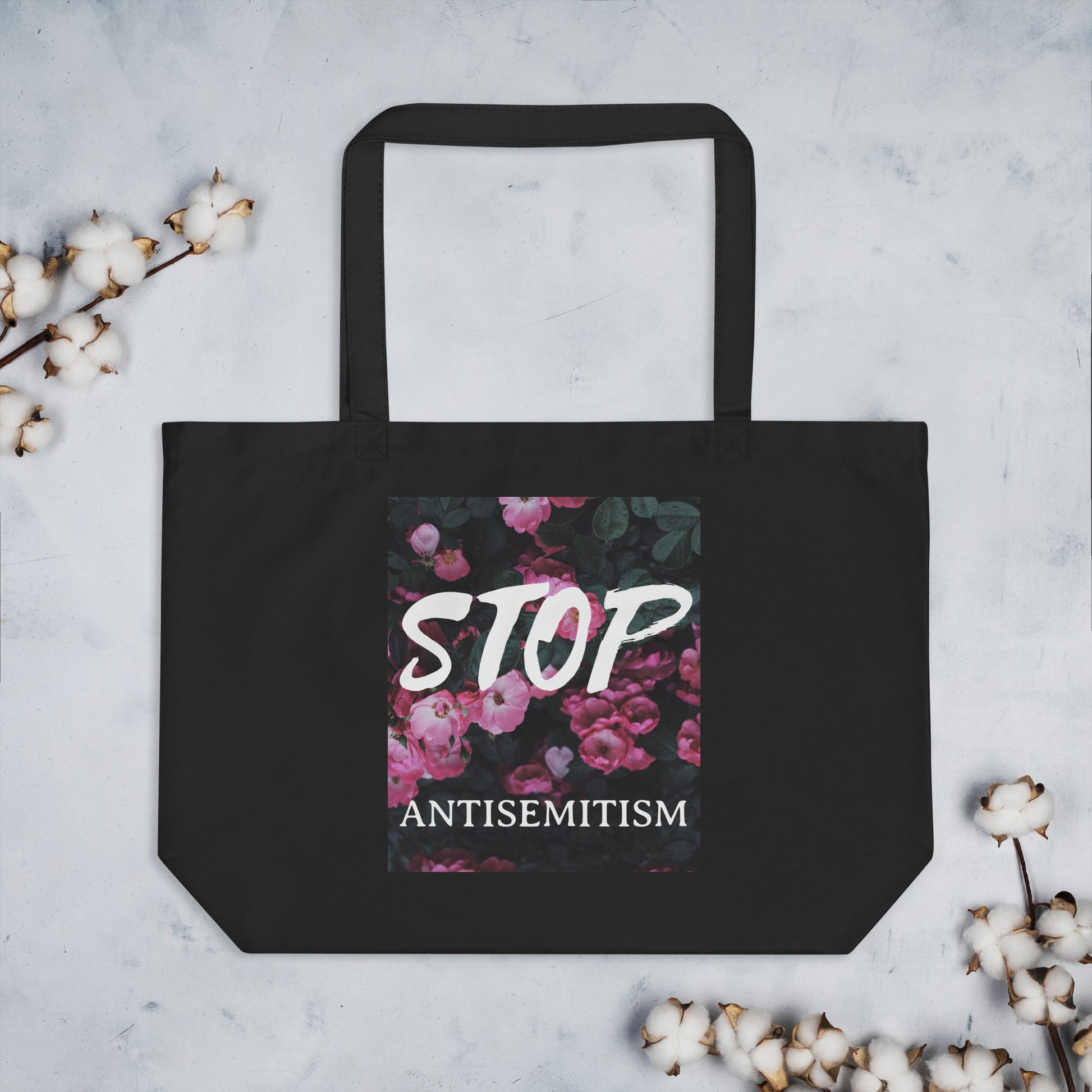 Flower Power | Antisemitism | Large Organic Tote Bag Jouparty