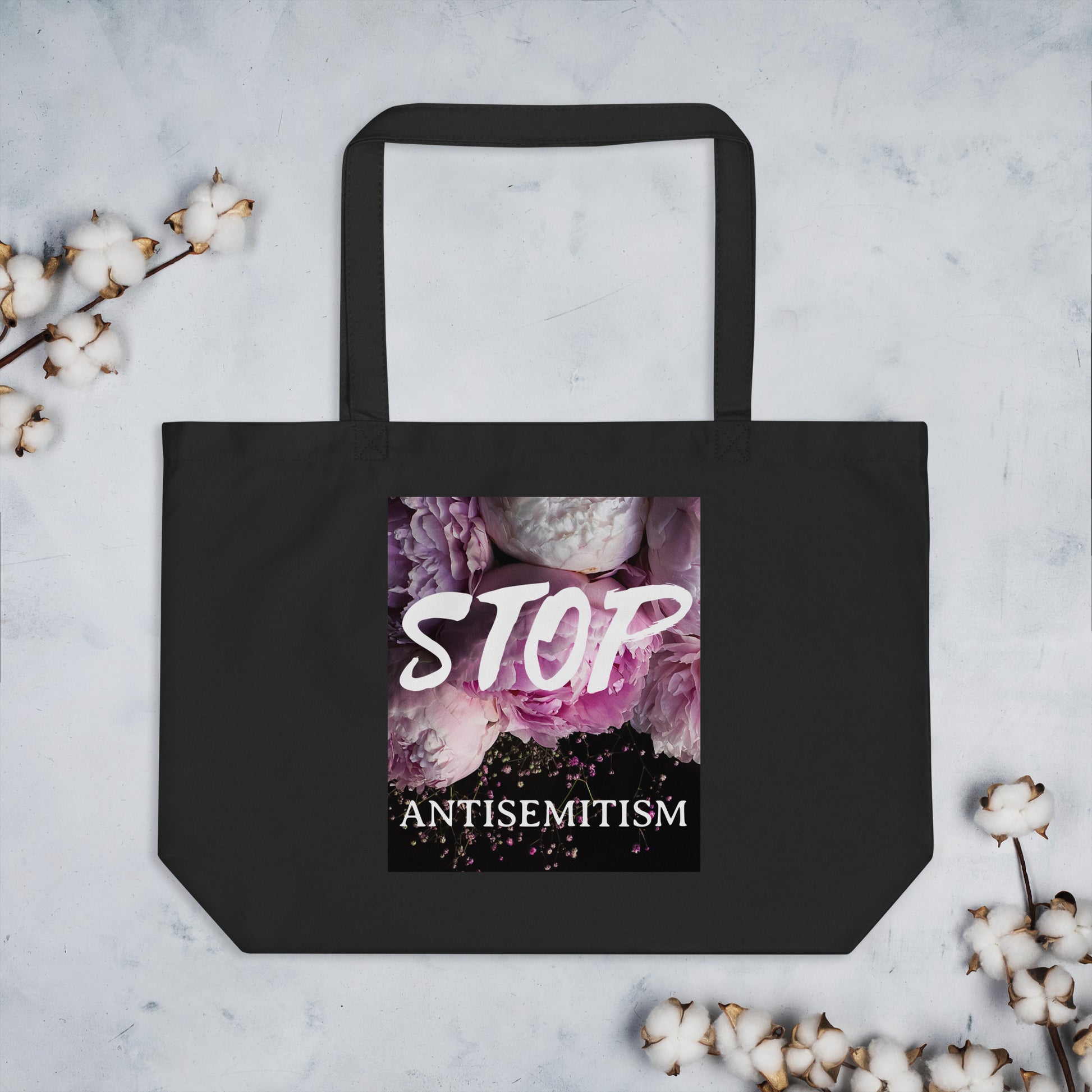 Flower Power | Antisemitism | Large Organic Tote Bag Jouparty