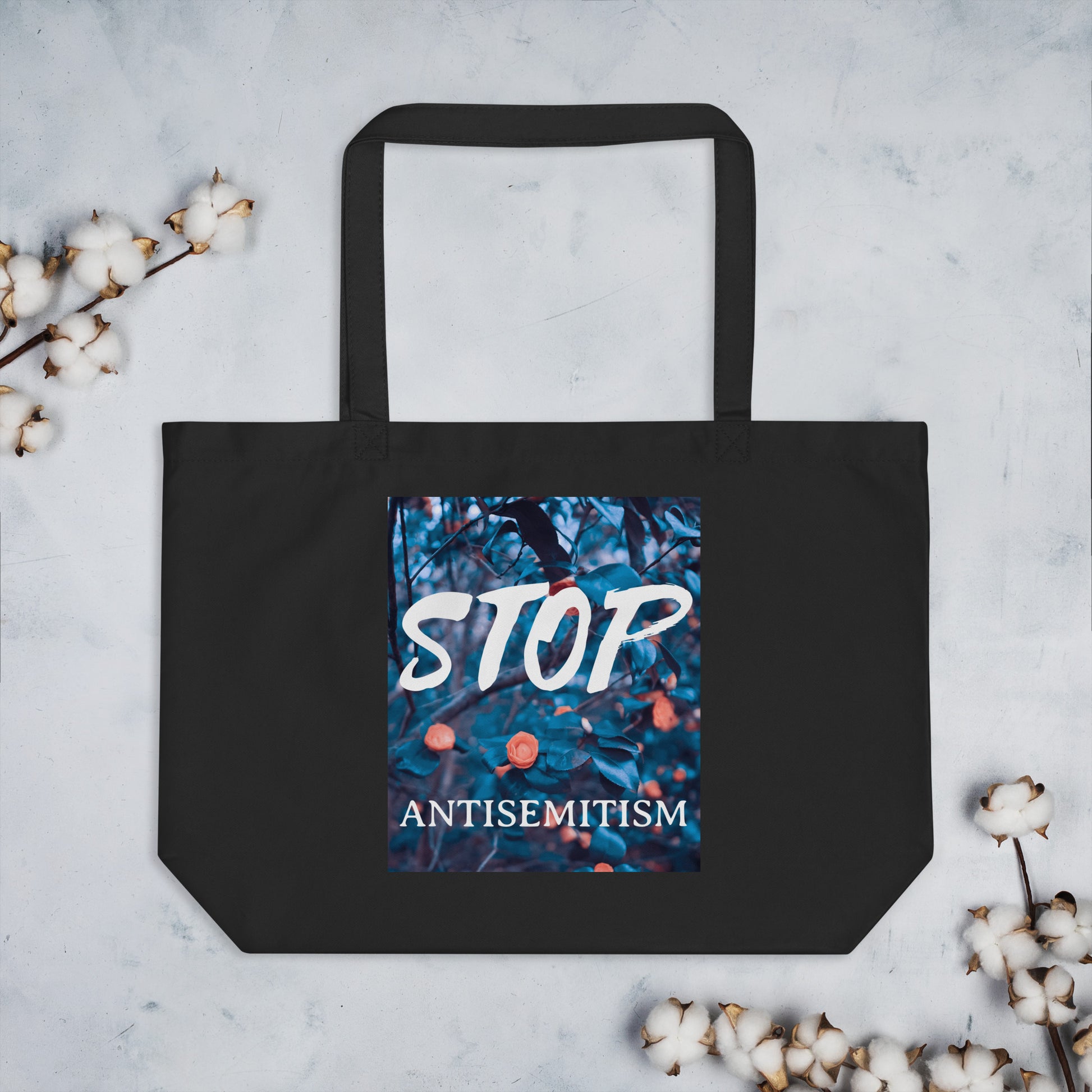 Flower Power | Antisemitism | Large Organic Tote Bag Jouparty